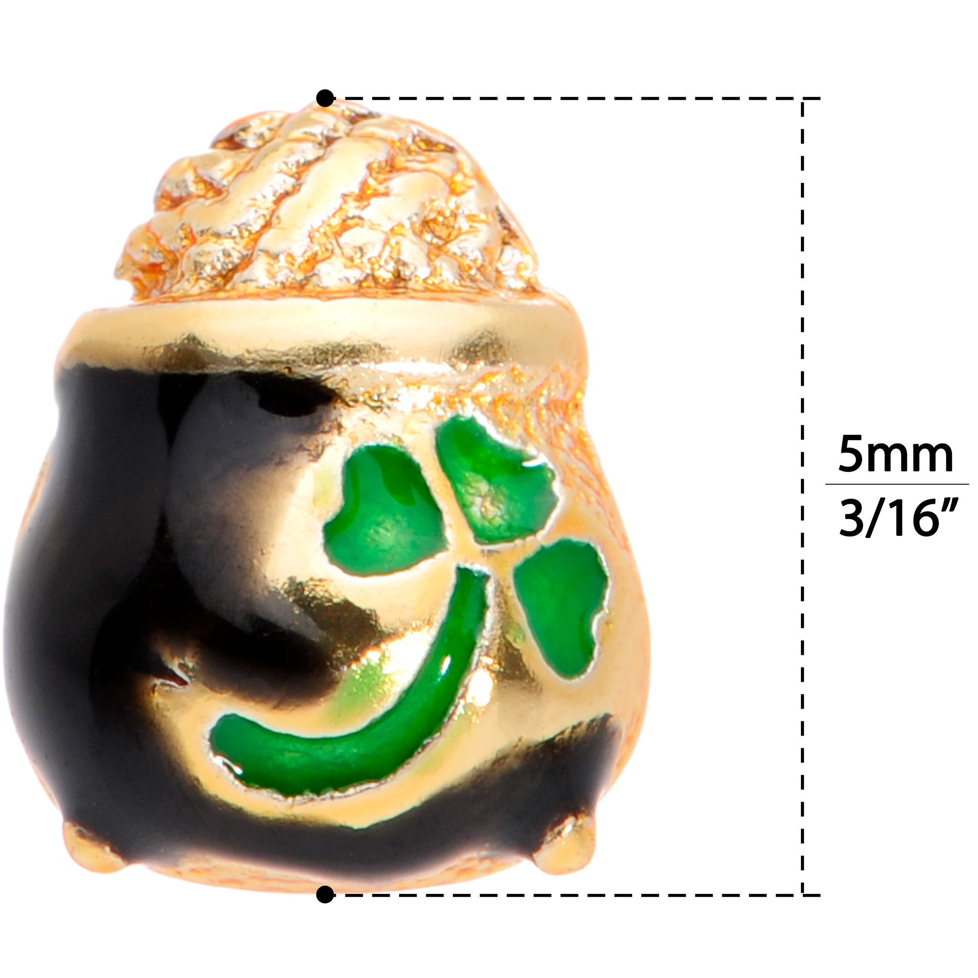 22G 5/16 Gold Tone St Patricks Day Pot O Gold L Shaped Nose Ring