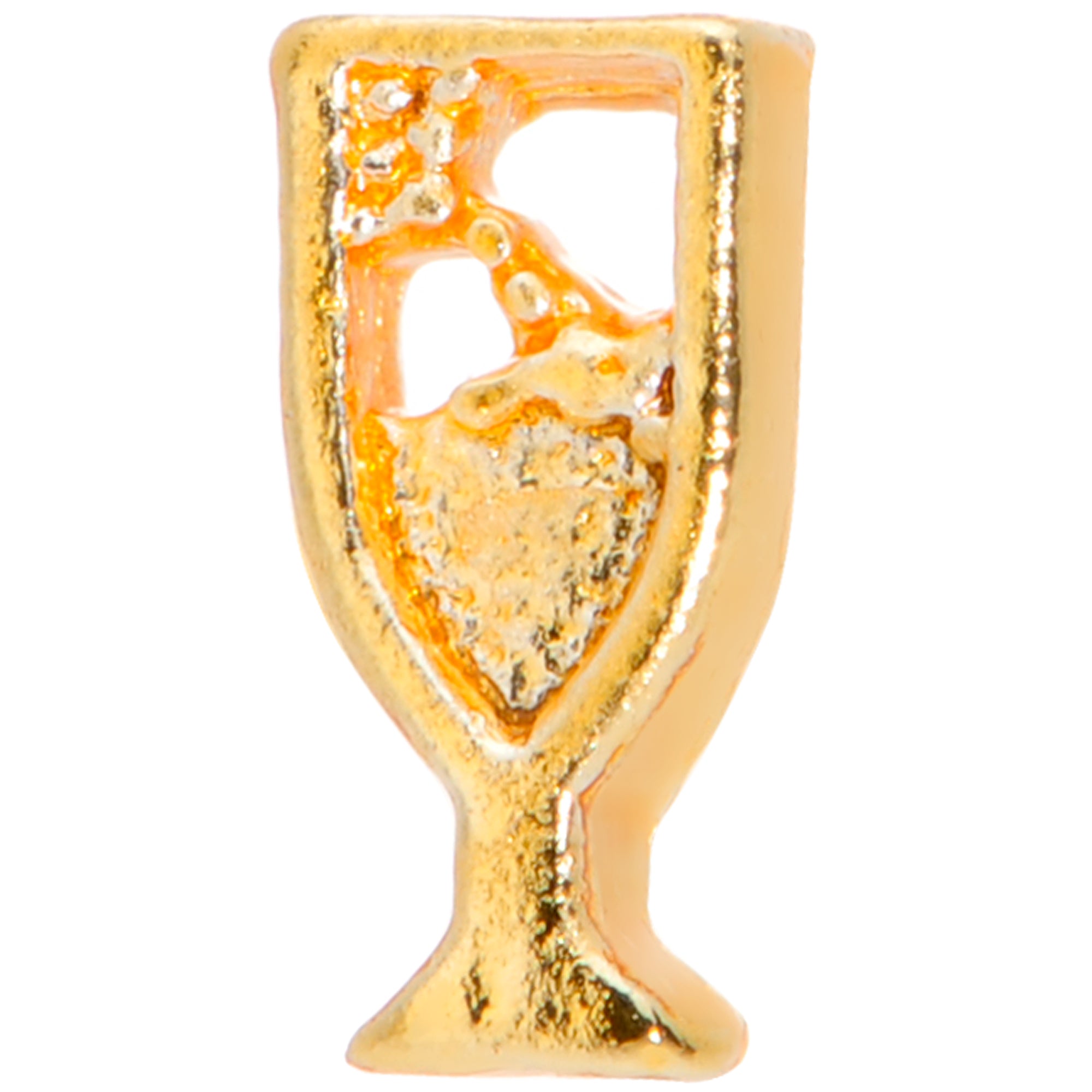 20G 5/16 Gold Tone Glass of Champagne L Shaped Nose Ring