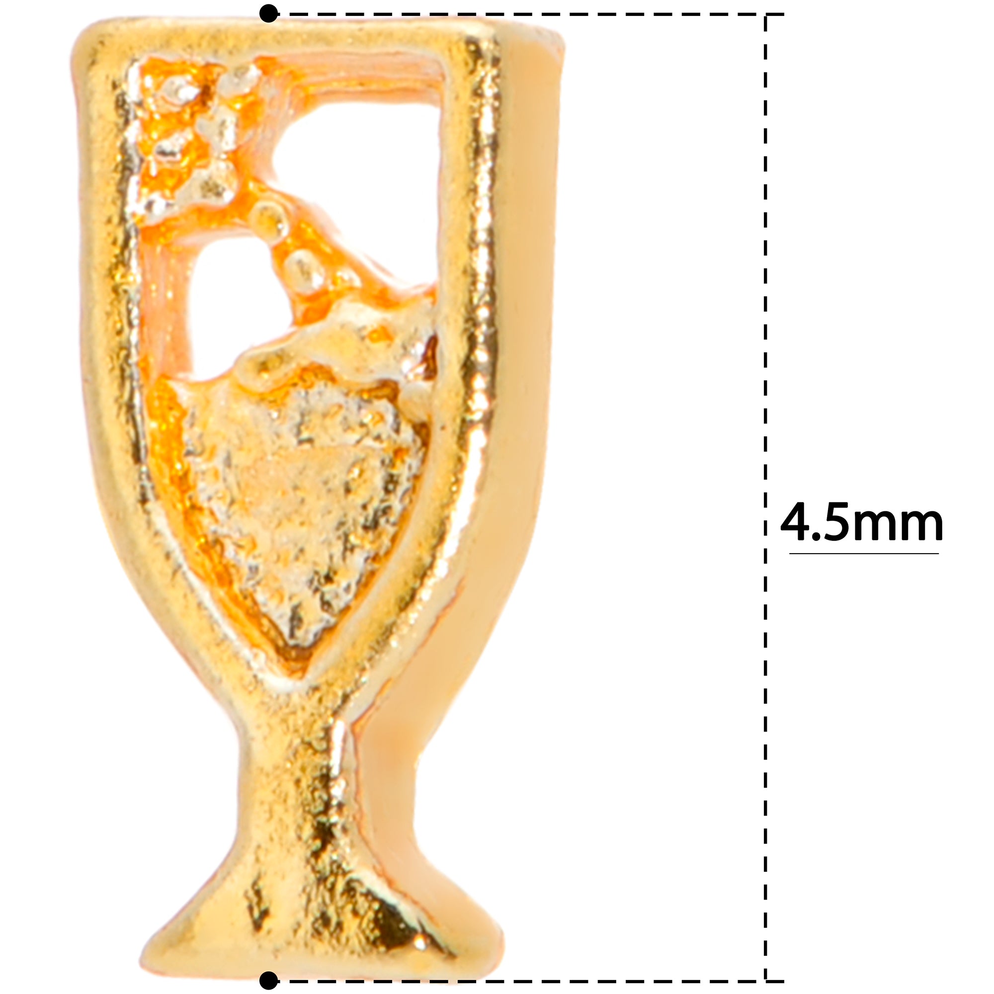 20G 5/16 Gold Tone Glass of Champagne L Shaped Nose Ring