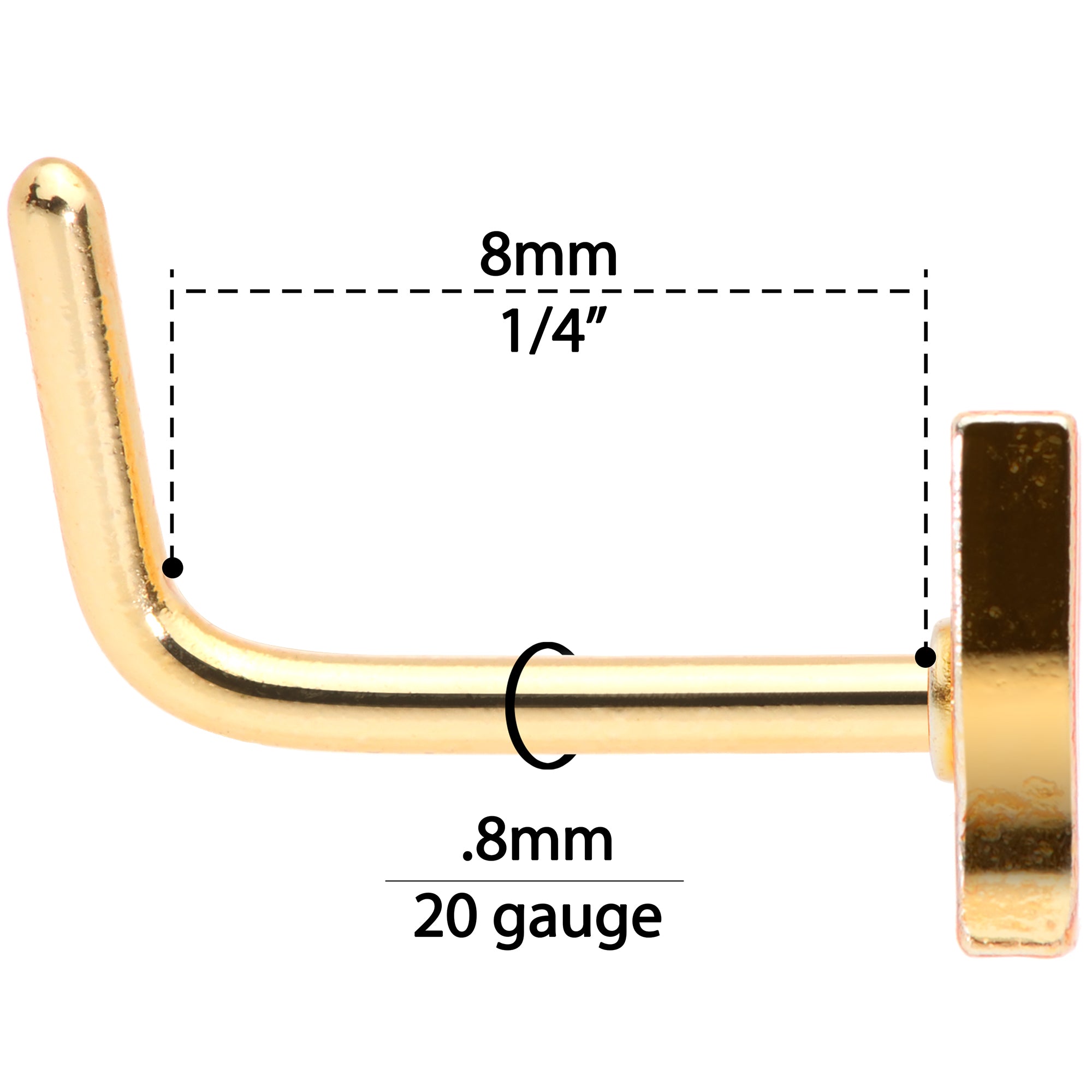 20G 5/16 Gold Tone Glass of Champagne L Shaped Nose Ring