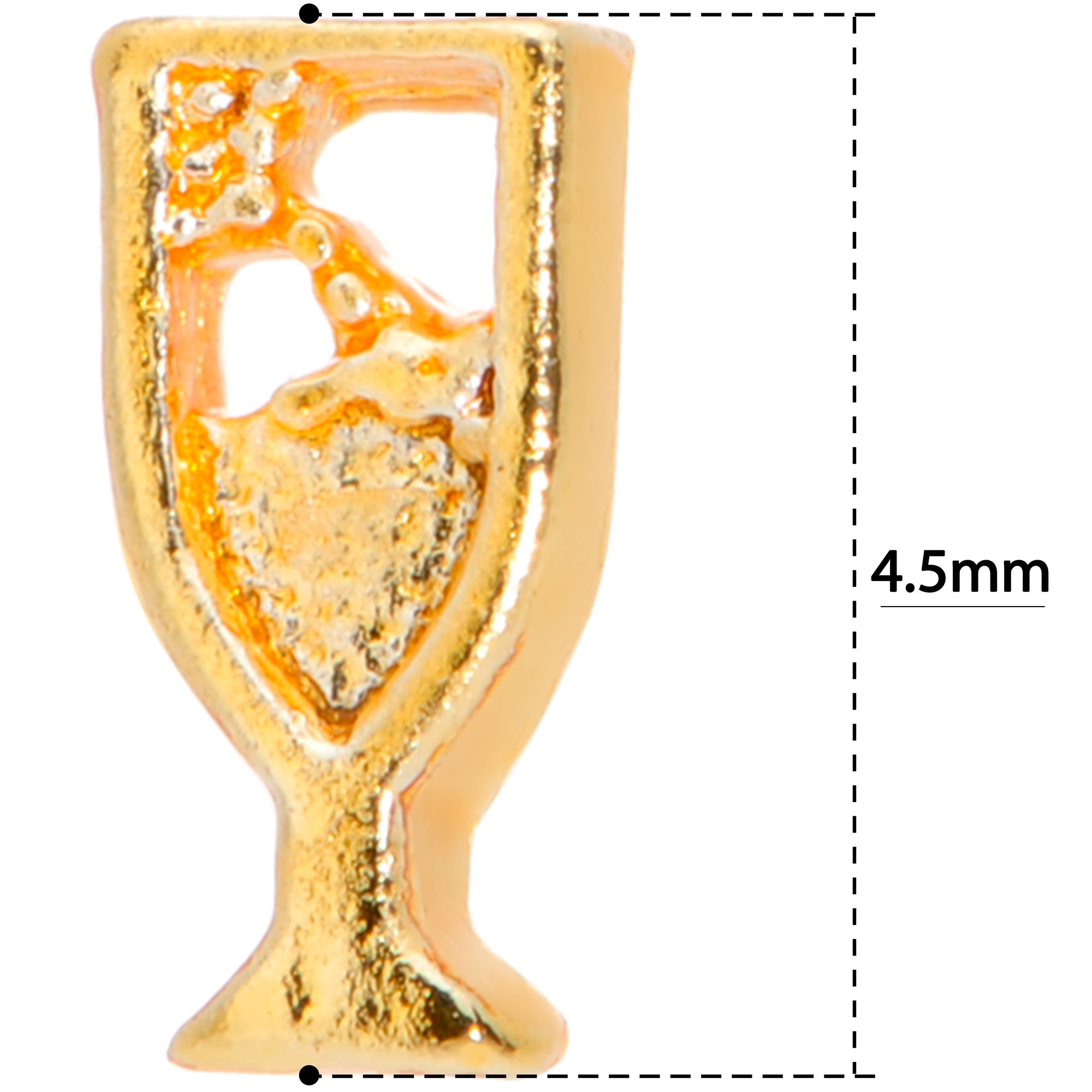 22G 5/16 Gold Tone Glass of Champagne L Shaped Nose Ring