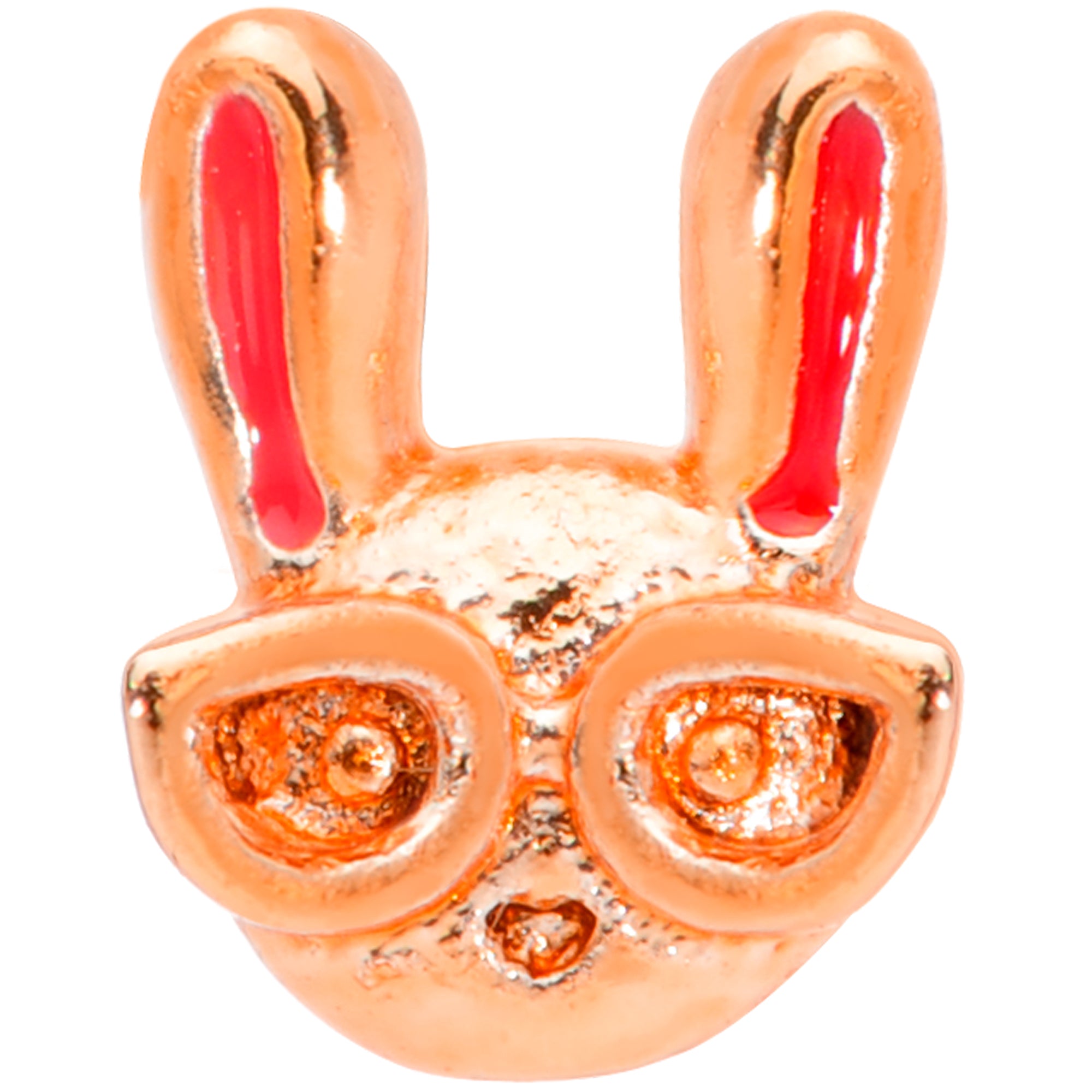 20G 5/16 Pink Rose Gold Tone Nerdy Easter Bunny L Shaped Nose Ring