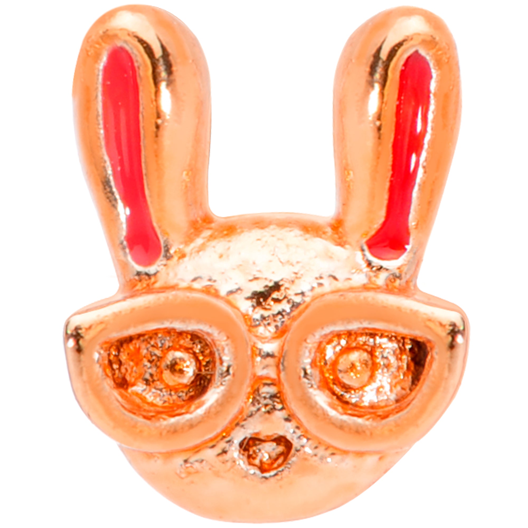 22G 5/16 Pink Rose Gold Tone Nerdy Easter Bunny L Shaped Nose Ring