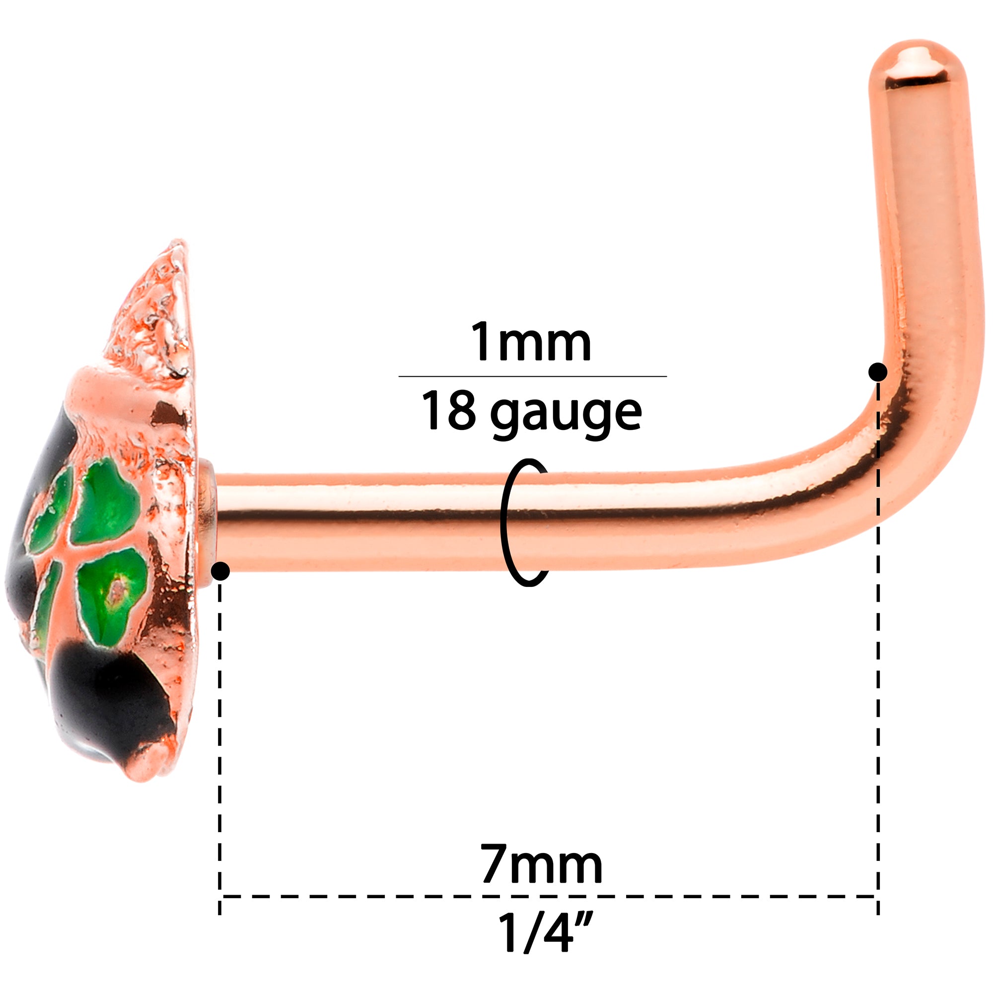 18G 5/16 Rose Gold Tone Pot O Gold L Shaped Nose Ring