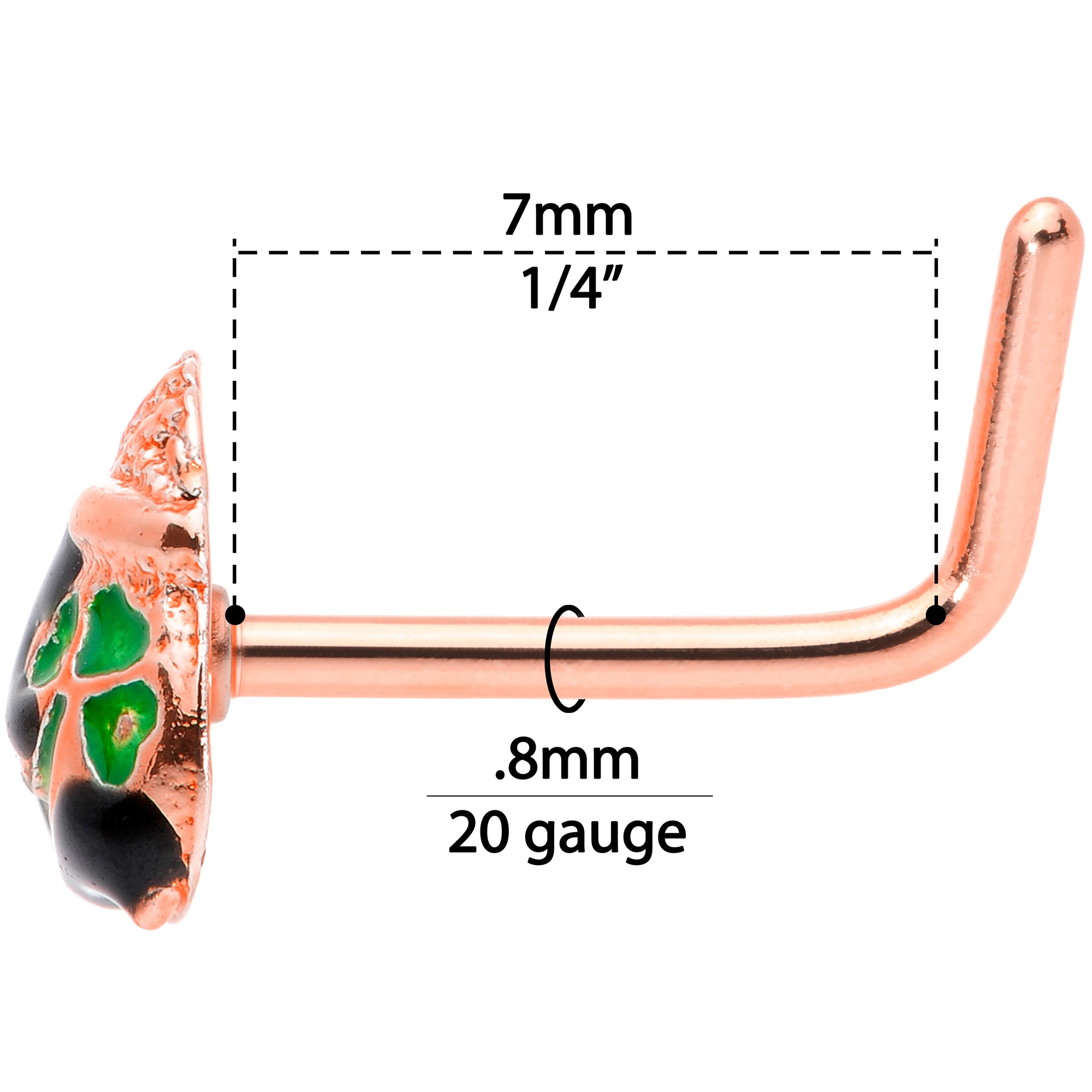 20G 5/16 Rose Gold Tone Pot O Gold L Shaped Nose Ring