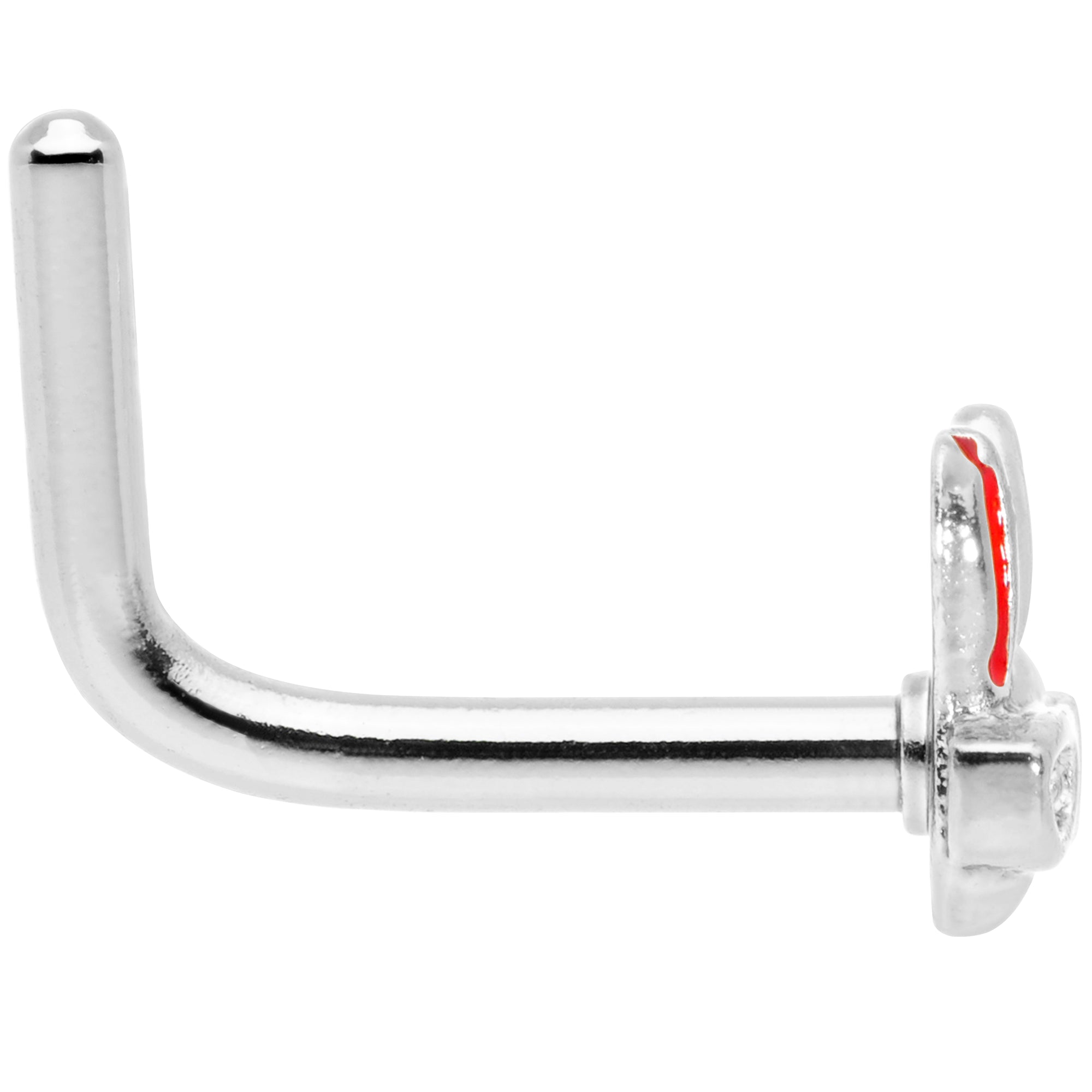 18G 5/16 Pink Ears Nerdy Easter Bunny L Shaped Nose Ring