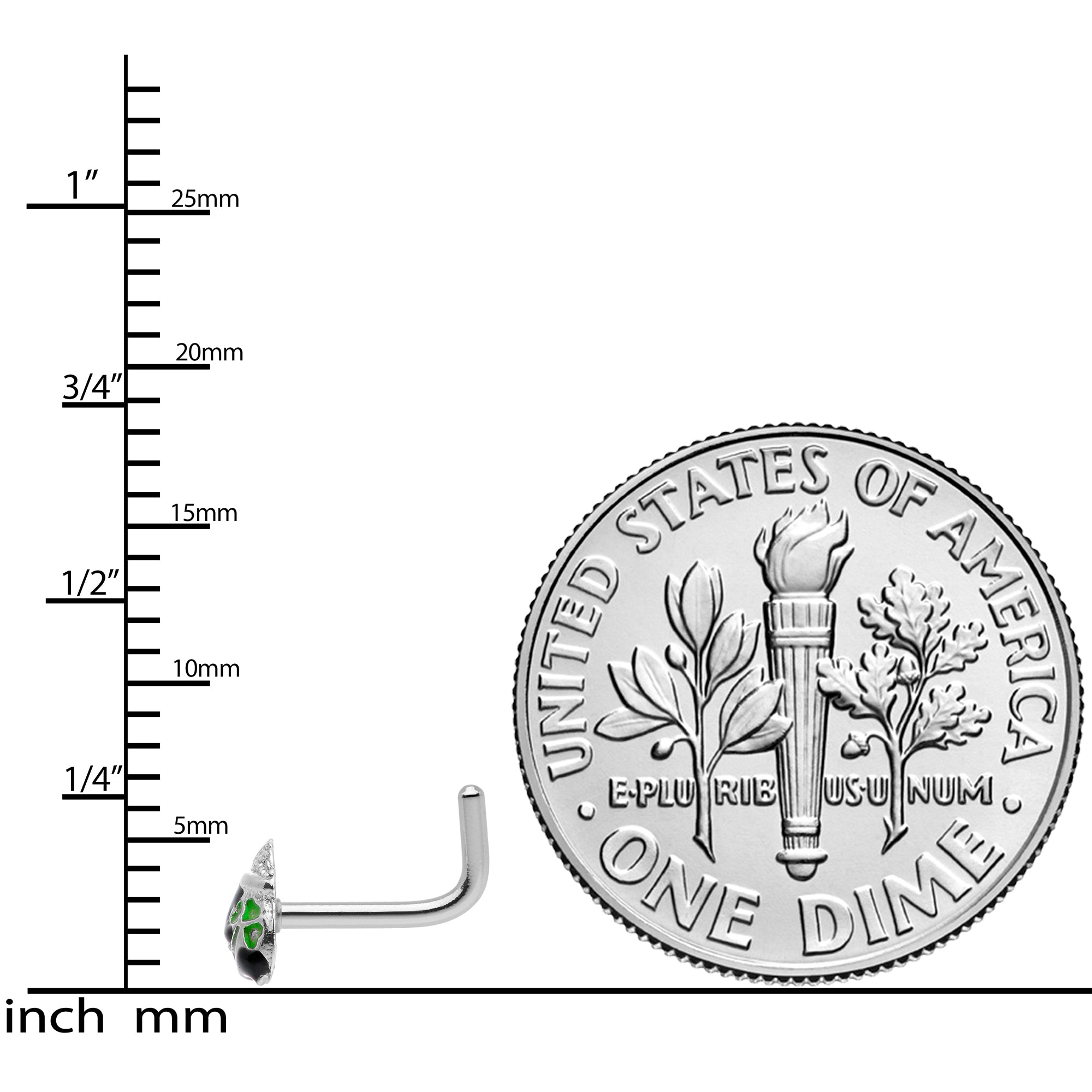 18G 5/16 St Patricks Day Pot O Gold L Shaped Nose Ring