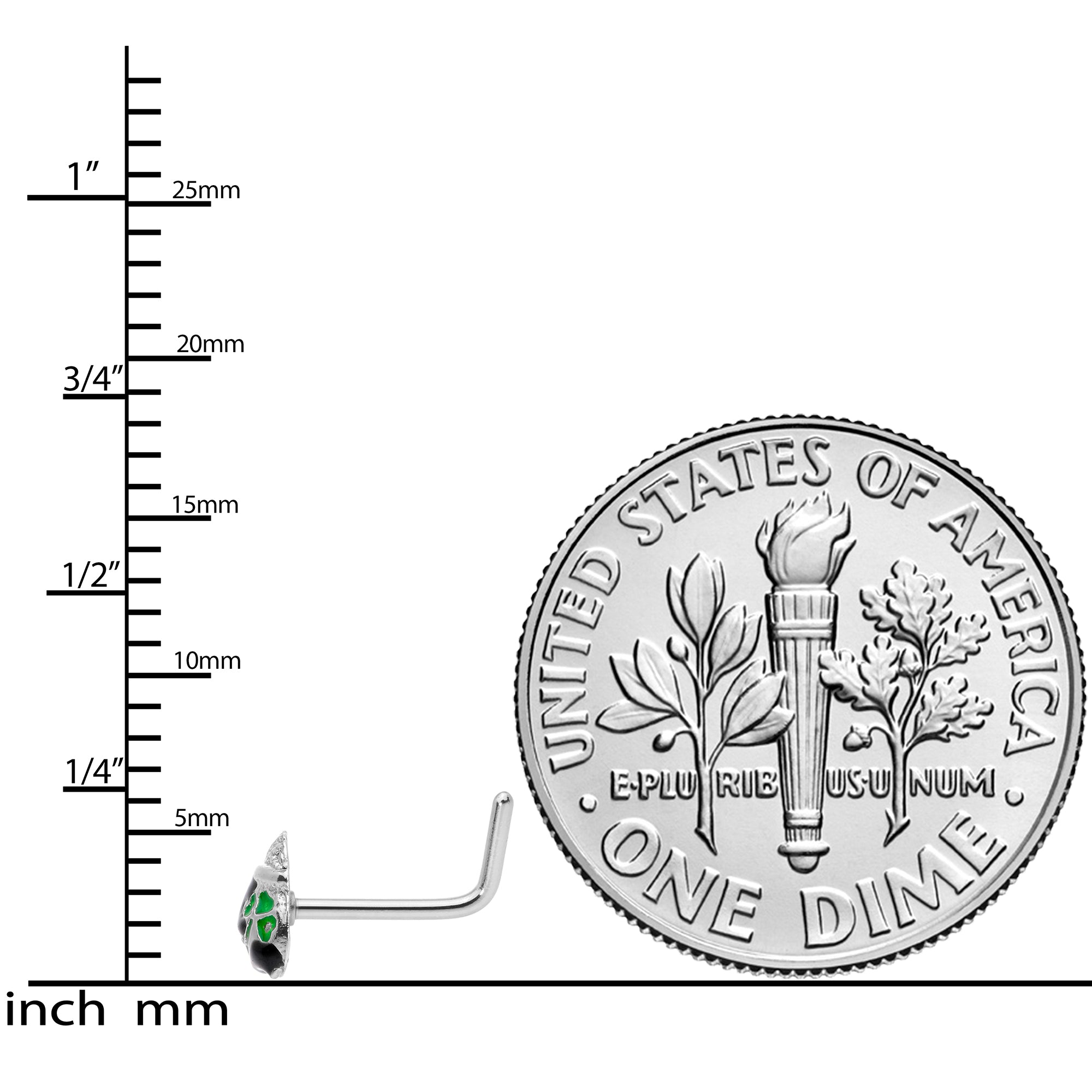 20G 5/16 St Patricks Day Pot O Gold L Shaped Nose Ring