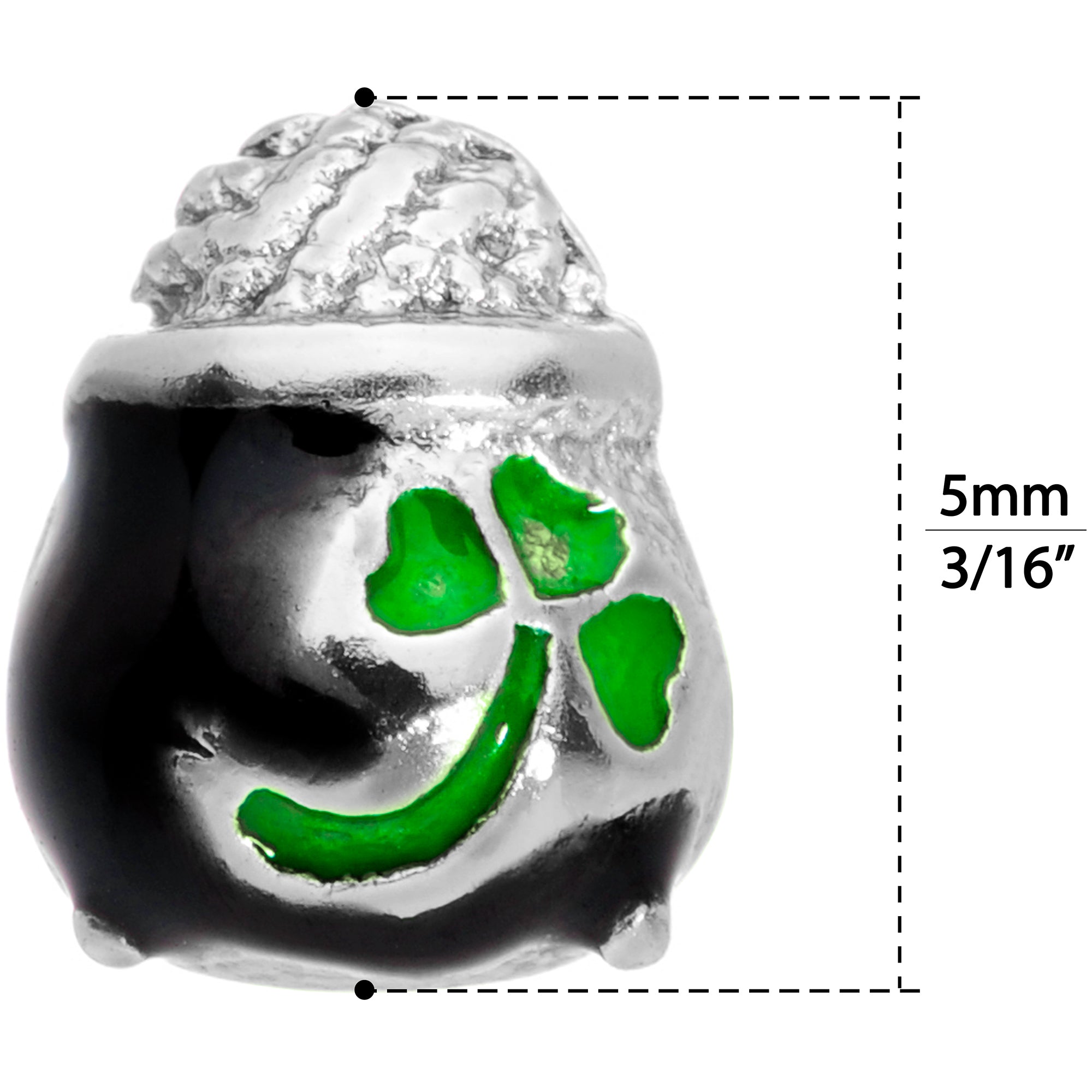 22G 5/16 St Patricks Day Pot O Gold L Shaped Nose Ring