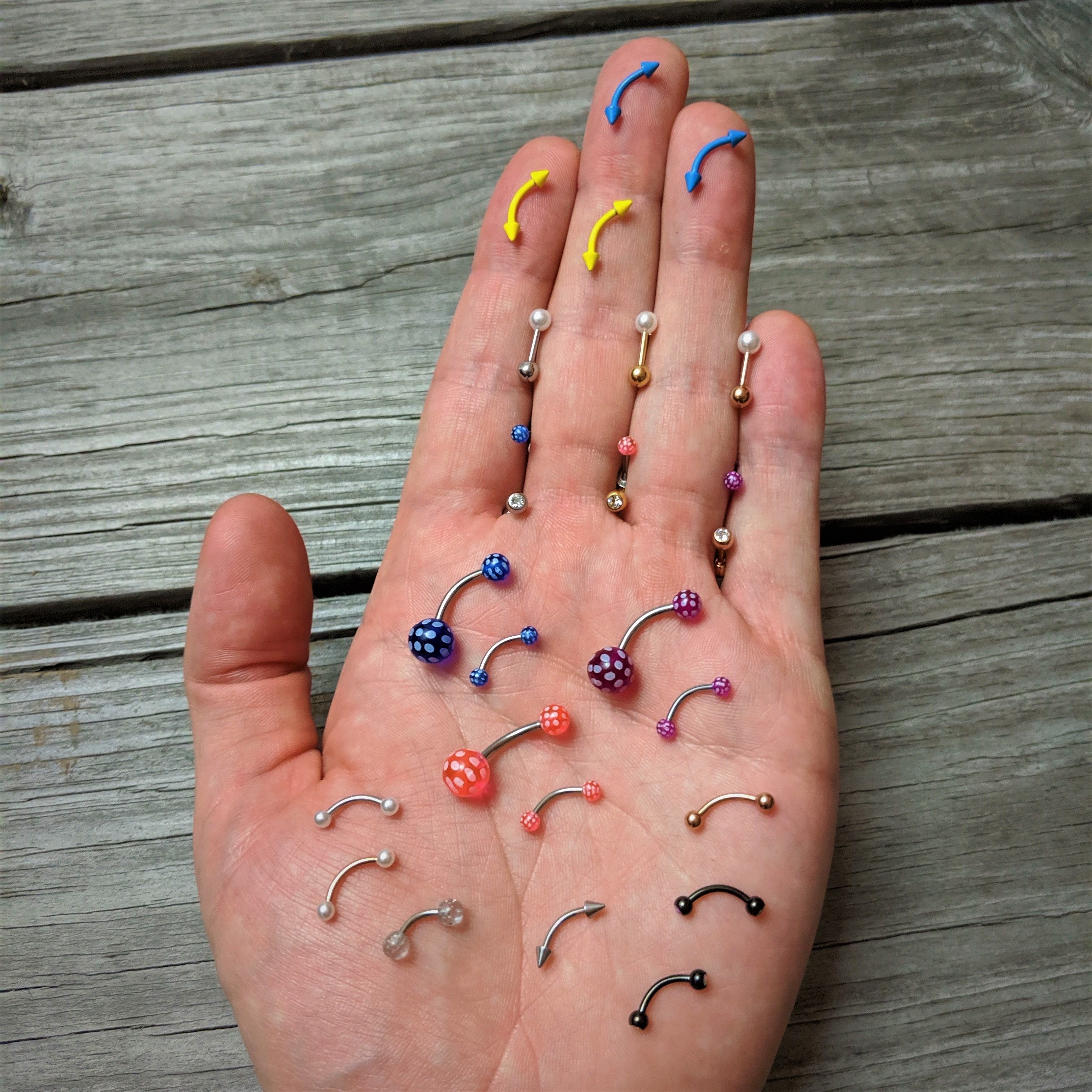 Purple White Polka Dot UV Reactive Acrylic Ball Belly Ring