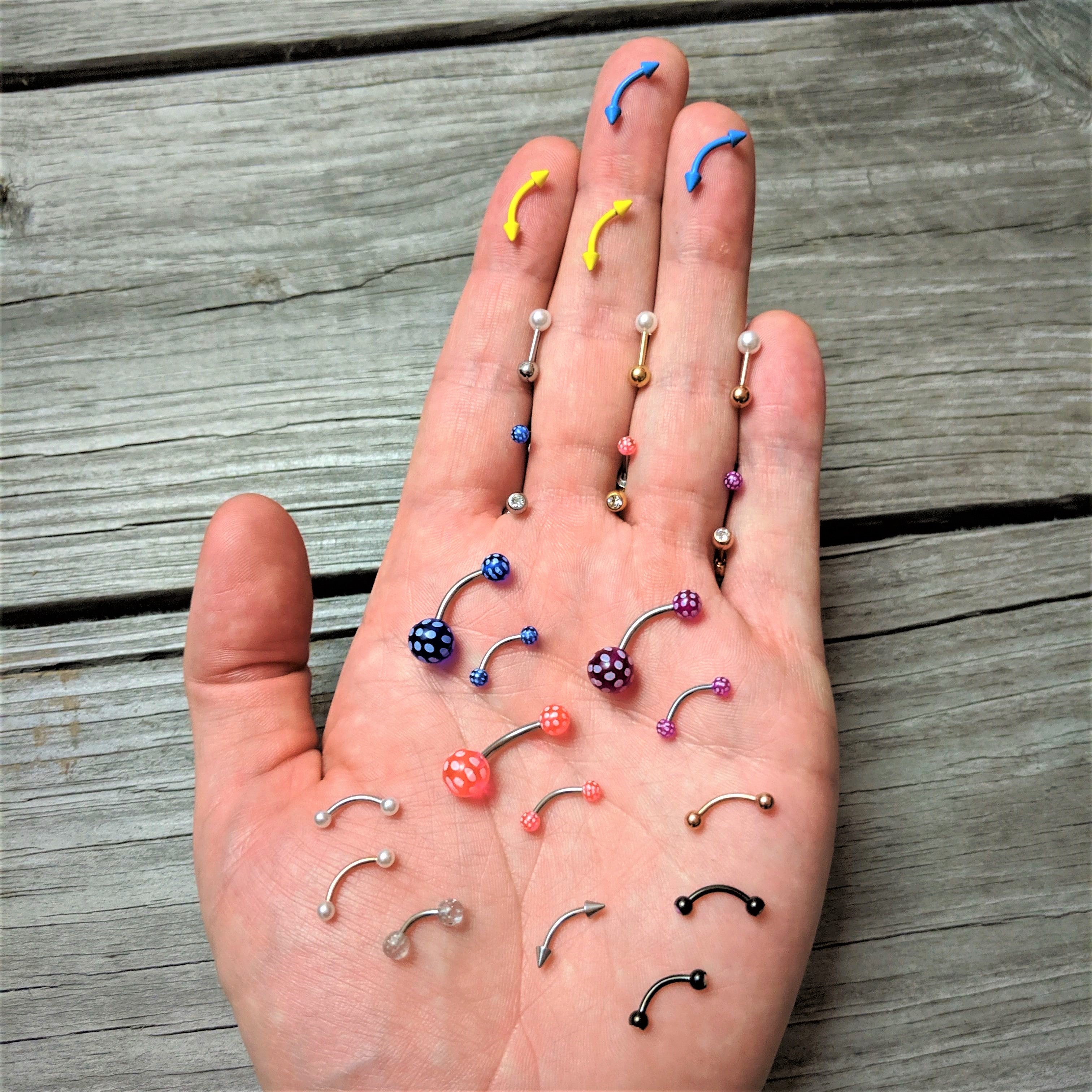 16G 5/16 Yellow Glow in the Dark Cone End Curved Barbell Set of 2