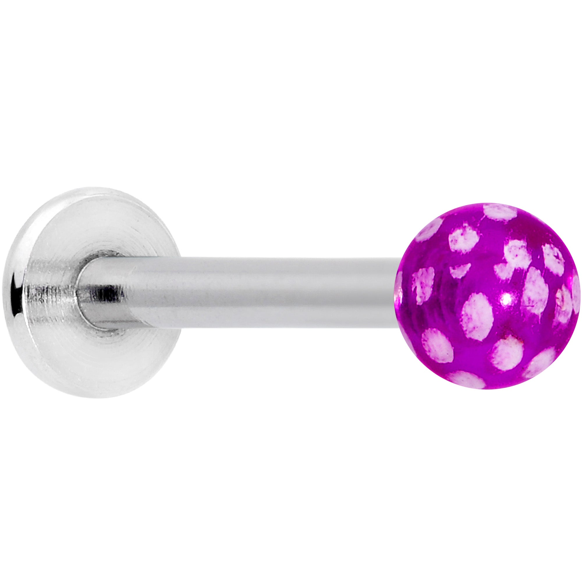 16G 1/4 Purple Polka Dot UV Reactive Acrylic Ball Labret Tragus