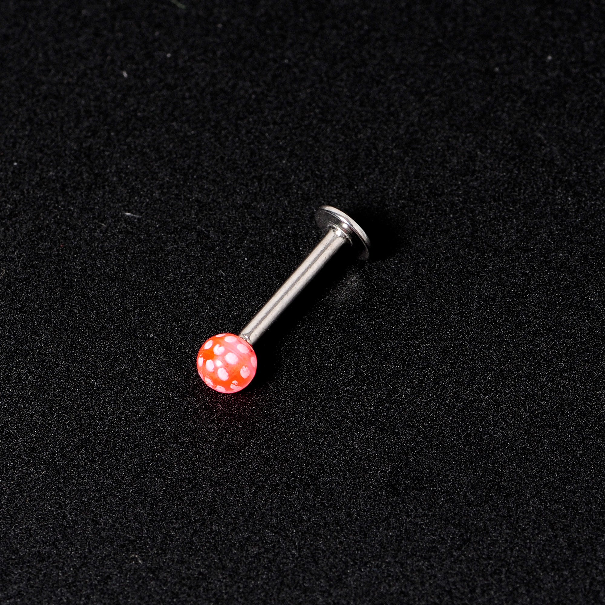16G 1/4 Pink Polka Dot UV Reactive Acrylic Ball Labret Tragus