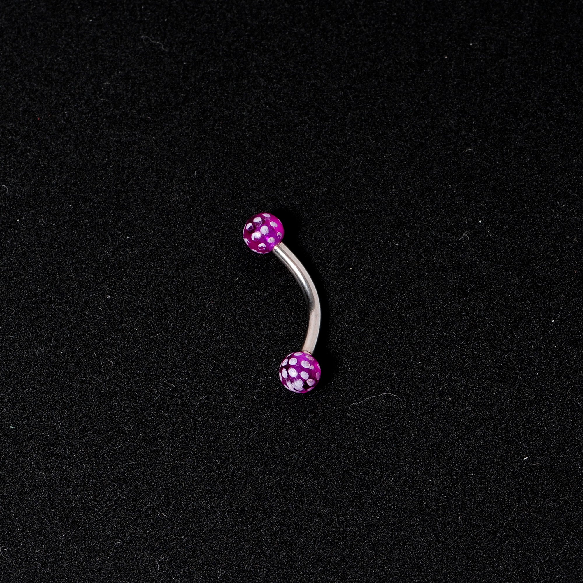16G 5/16 Purple Polka Dot UV Reactive Acrylic Ball Curved Barbell