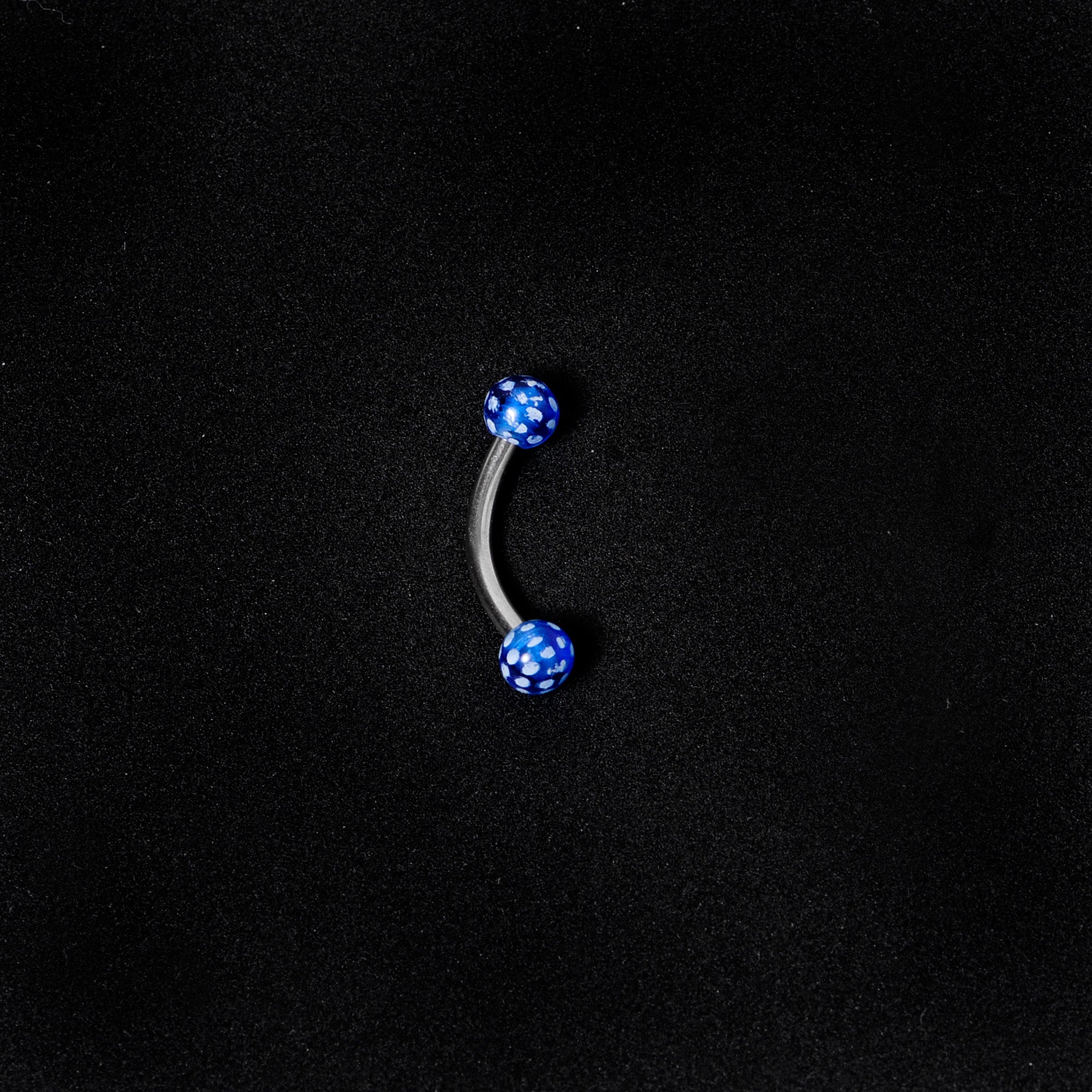 16G 5/16 Blue Polka Dot UV Reactive Acrylic Ball Curved Barbell