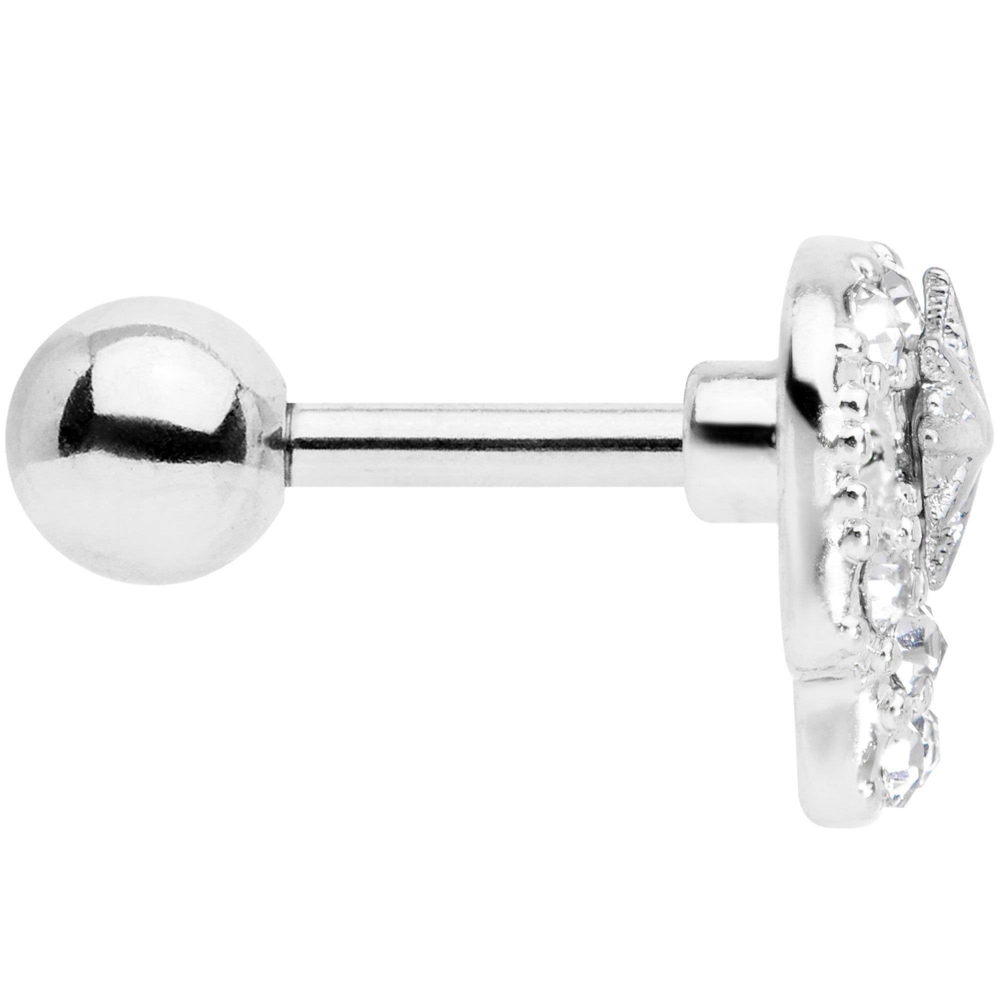 16G 1/4 Clear Gem Star Skull Cartilage Tragus Earring