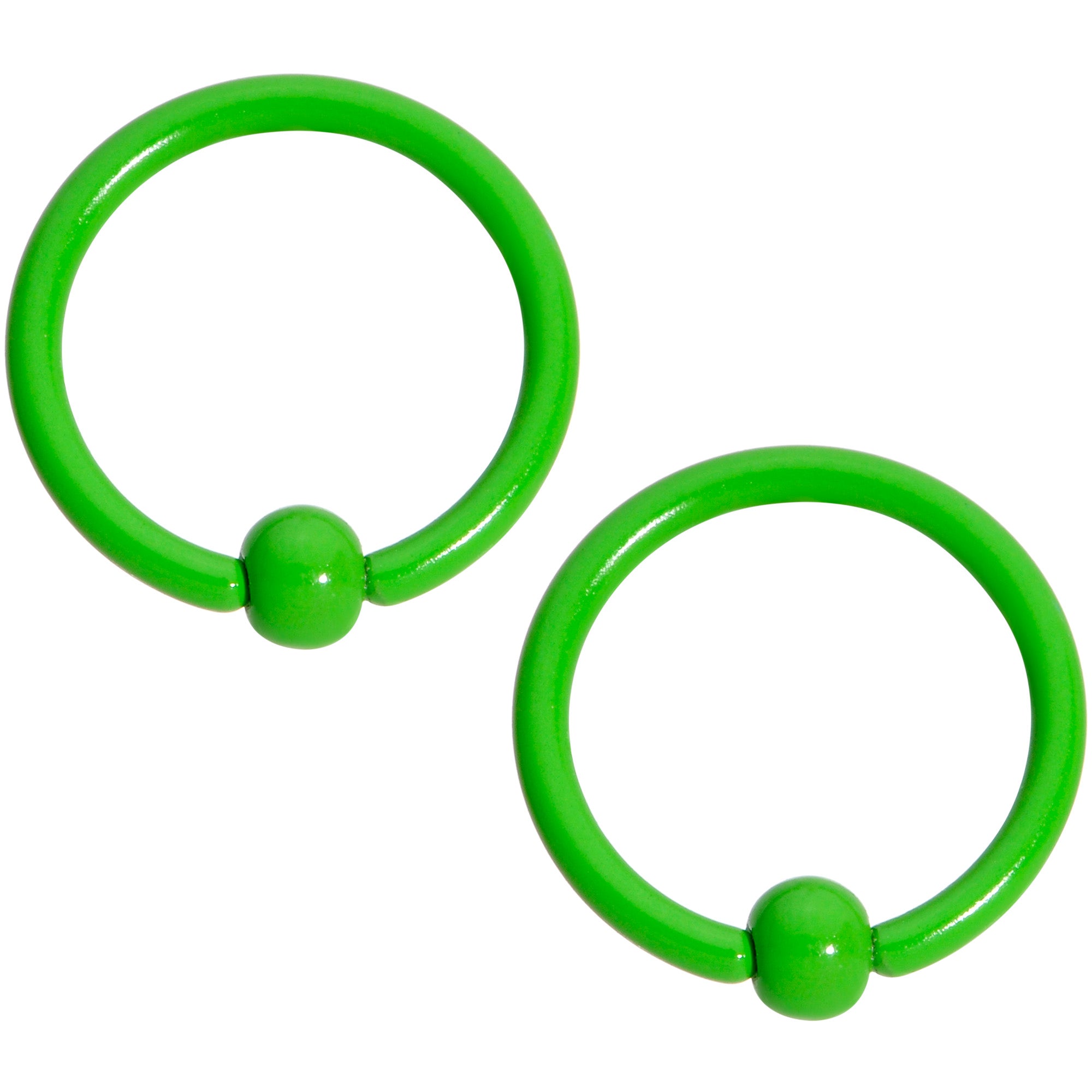 16G 3/8 Green Glow in the Dark BCR Captive Ring Set