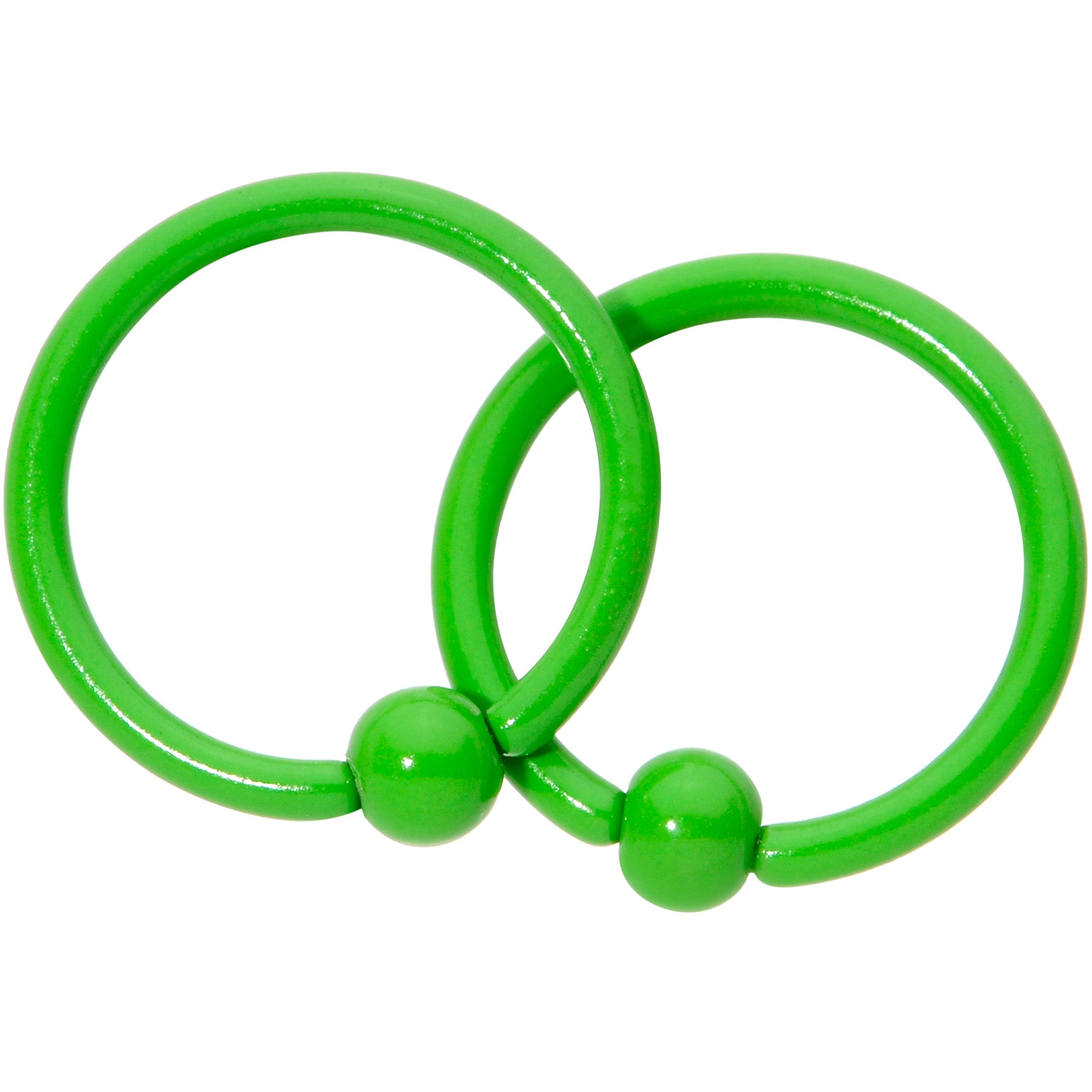 16G 3/8 Green Glow in the Dark BCR Captive Ring Set