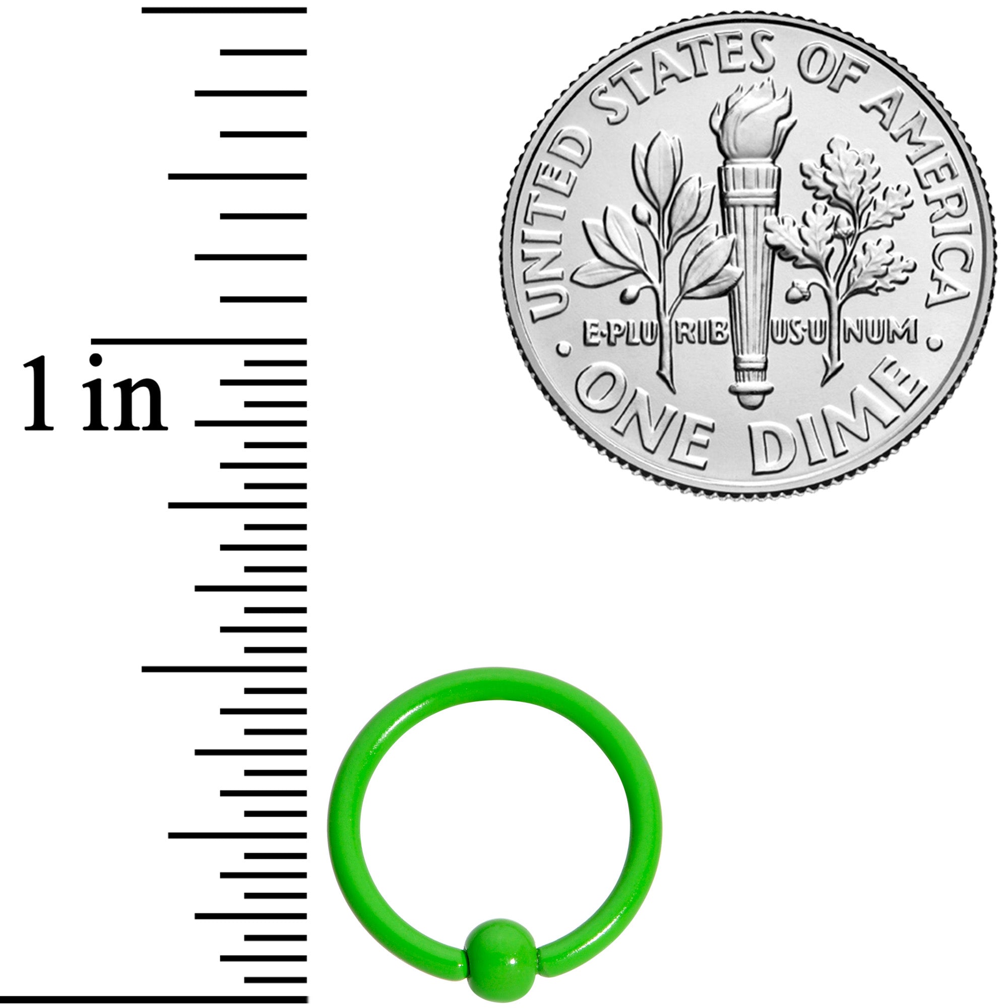 16G 3/8 Green Glow in the Dark BCR Captive Ring Set