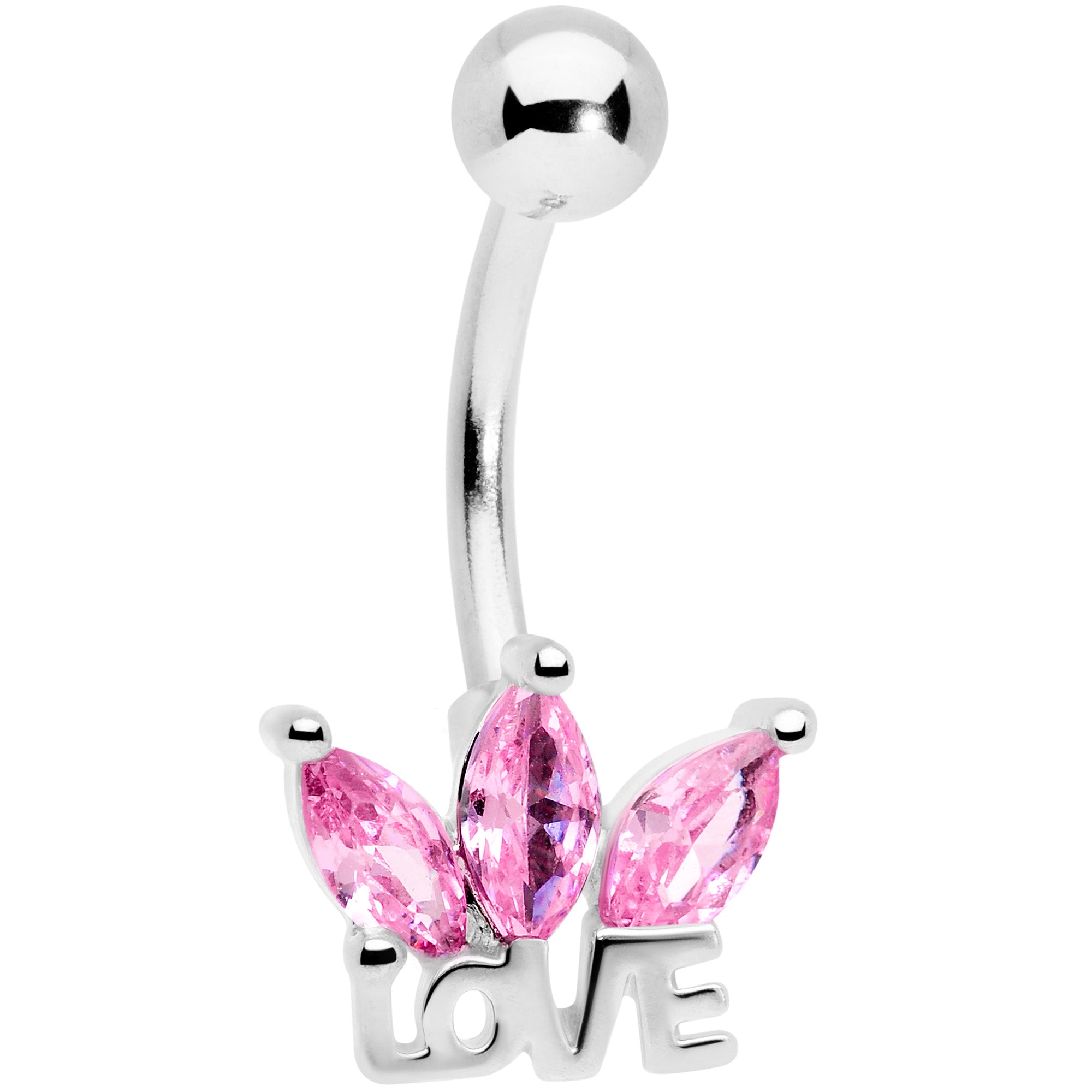 Pink Gem Crown of Love Belly Ring