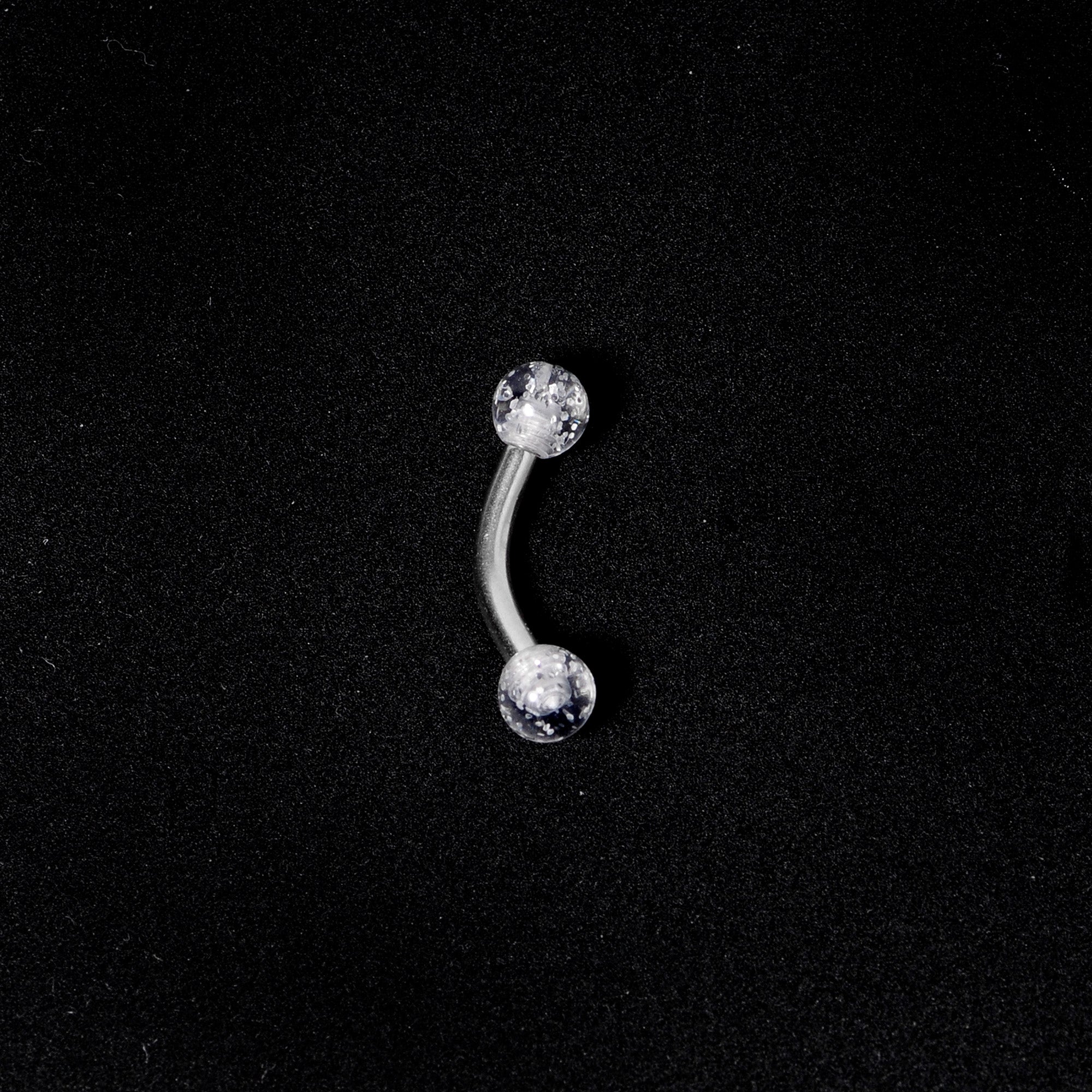 14G 5/16 Clear Speckled Acrylic End Curved Eyebrow Ring