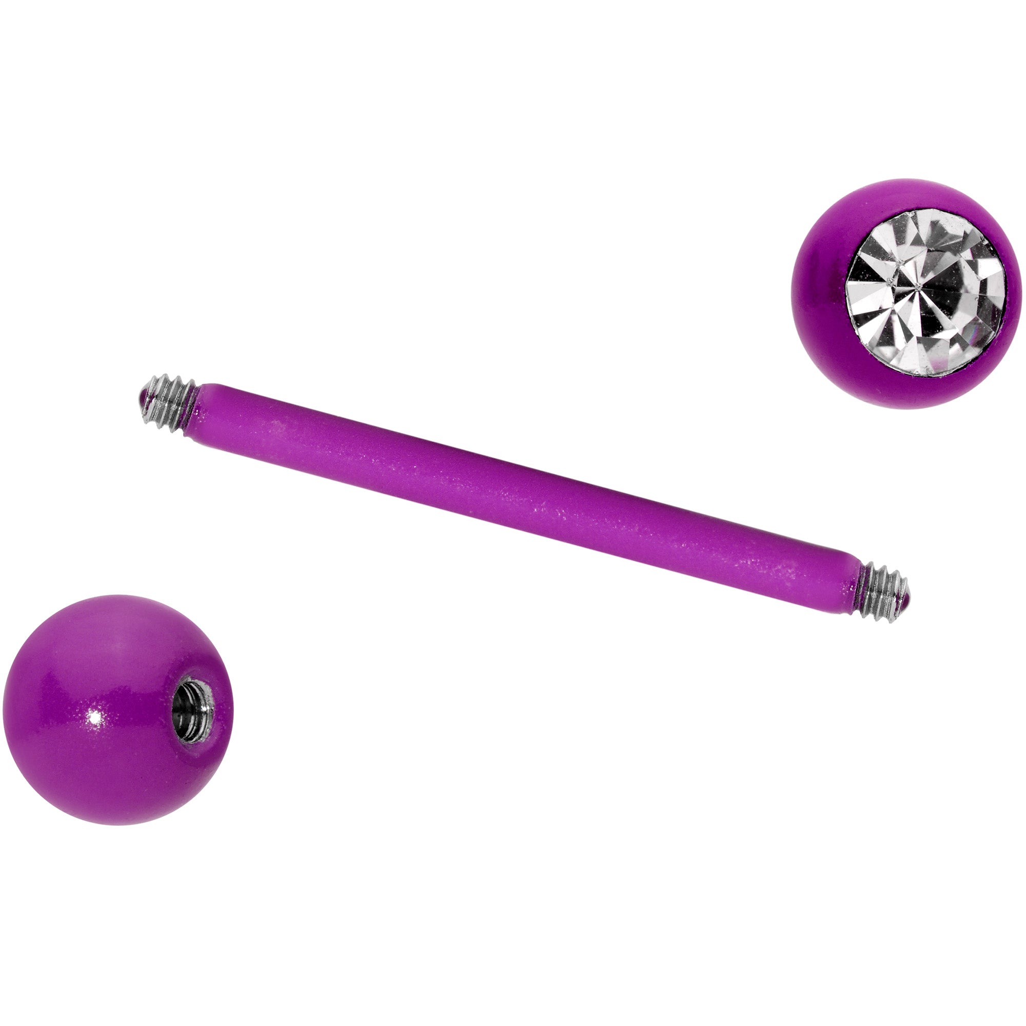 Clear Gem Purple Glow in the Dark Barbell Tongue Ring