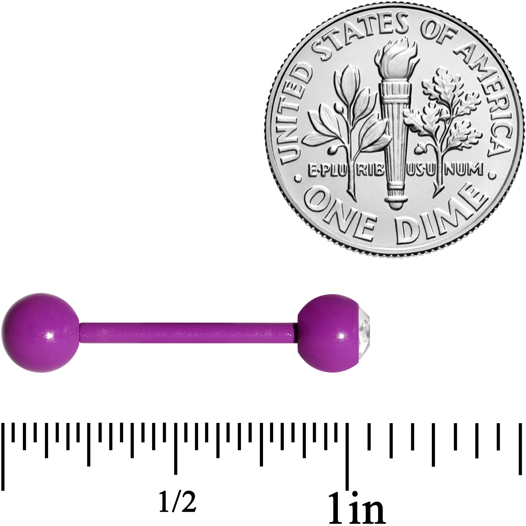 Clear Gem Purple Glow in the Dark Barbell Tongue Ring