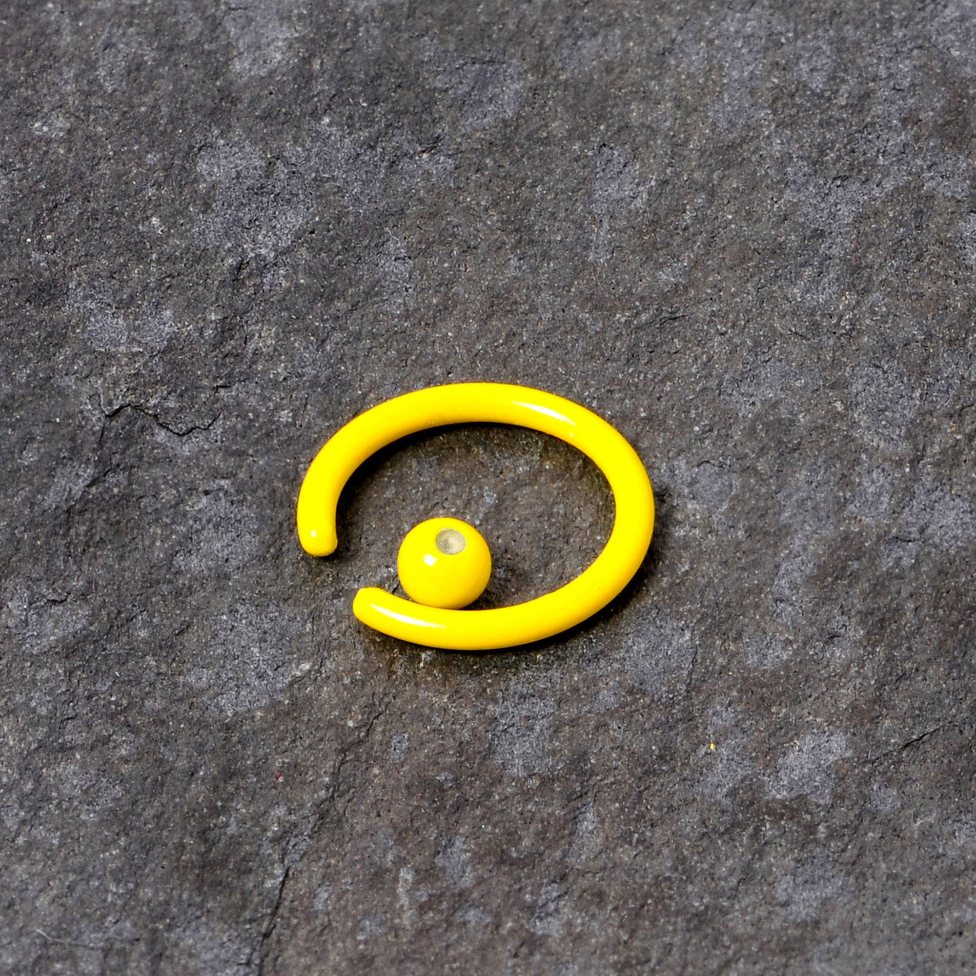 16G 3/8 Yellow Glow in the Dark BCR Captive Ring Set of 2
