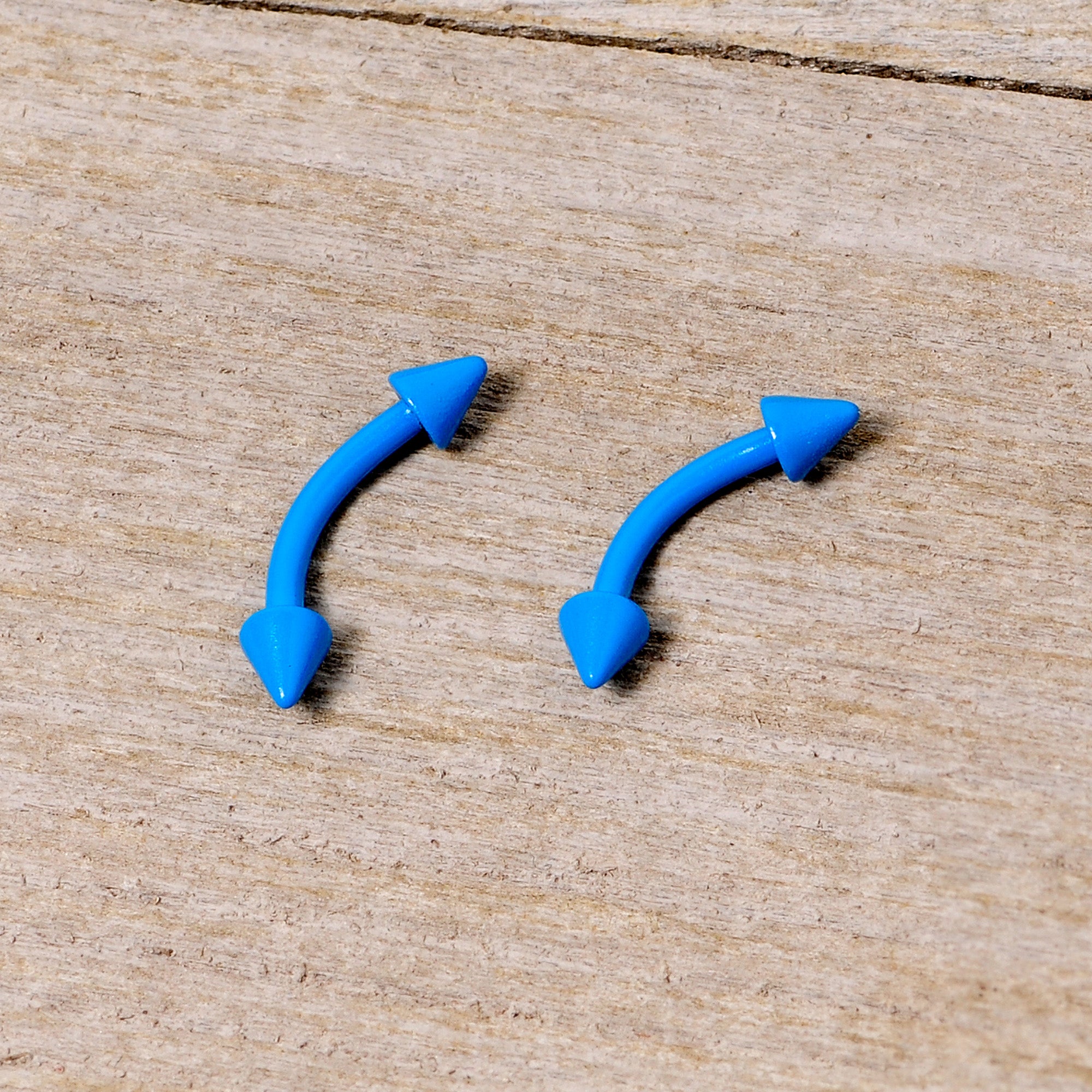 16G 5/16 Blue Glow in the Dark Cone End Curved Barbell Set of 2