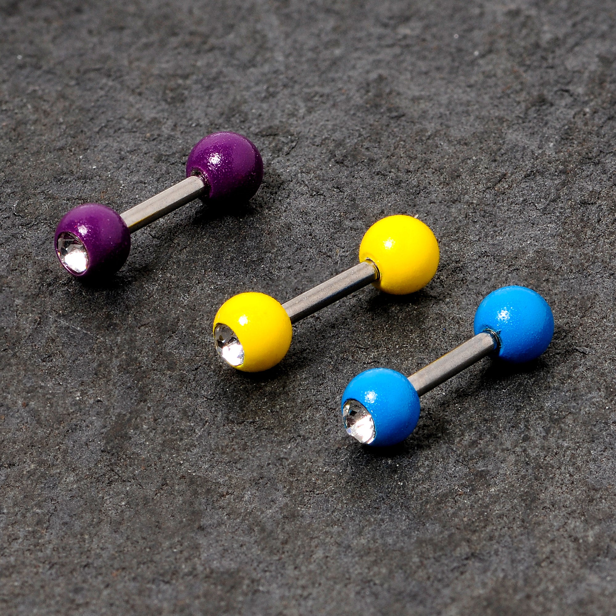 16G 1/4" Clear Gem Color Glow Straight Barbell Cartilage Set