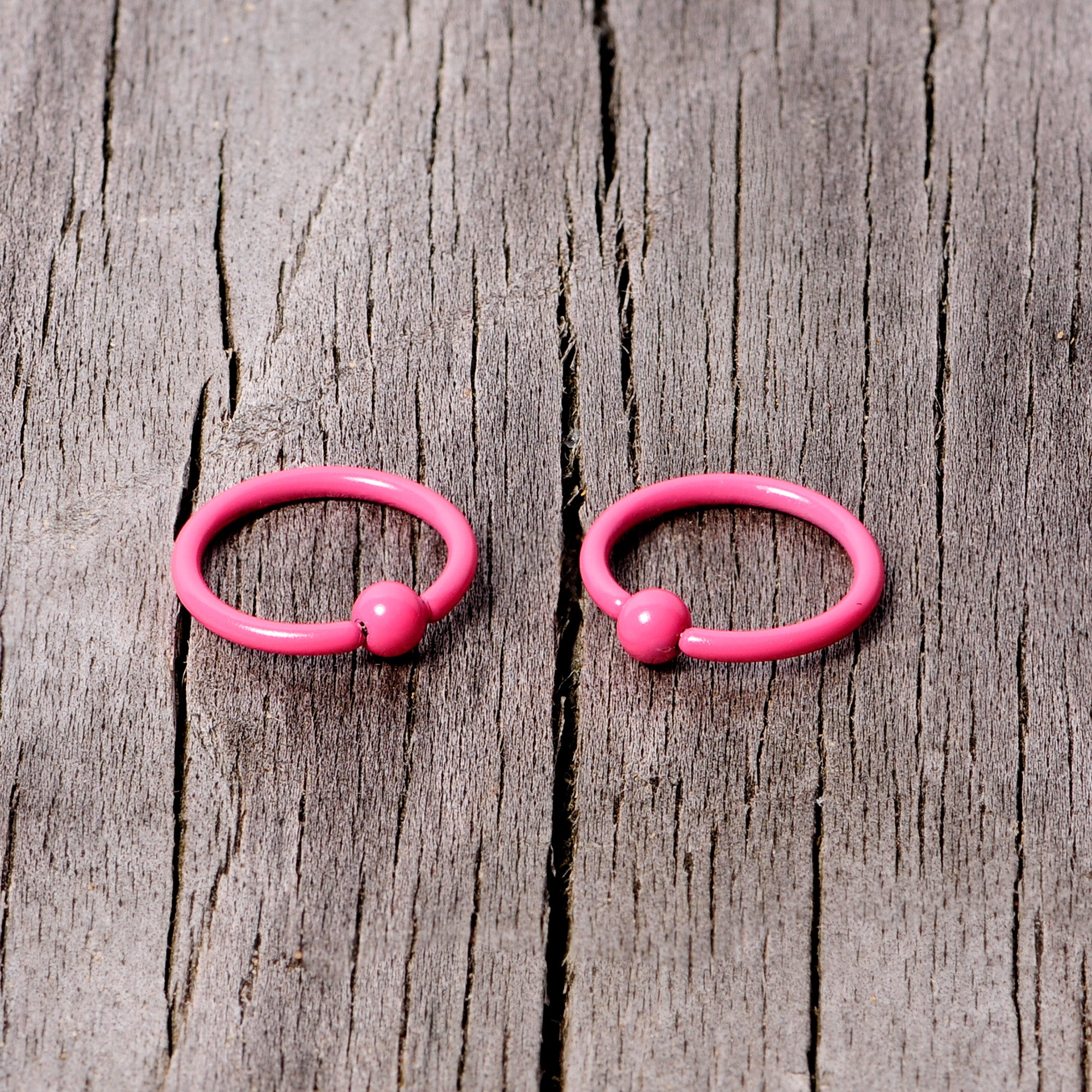 16G 3/8 Pink Glow in the Dark BCR Captive Ring Set of 2