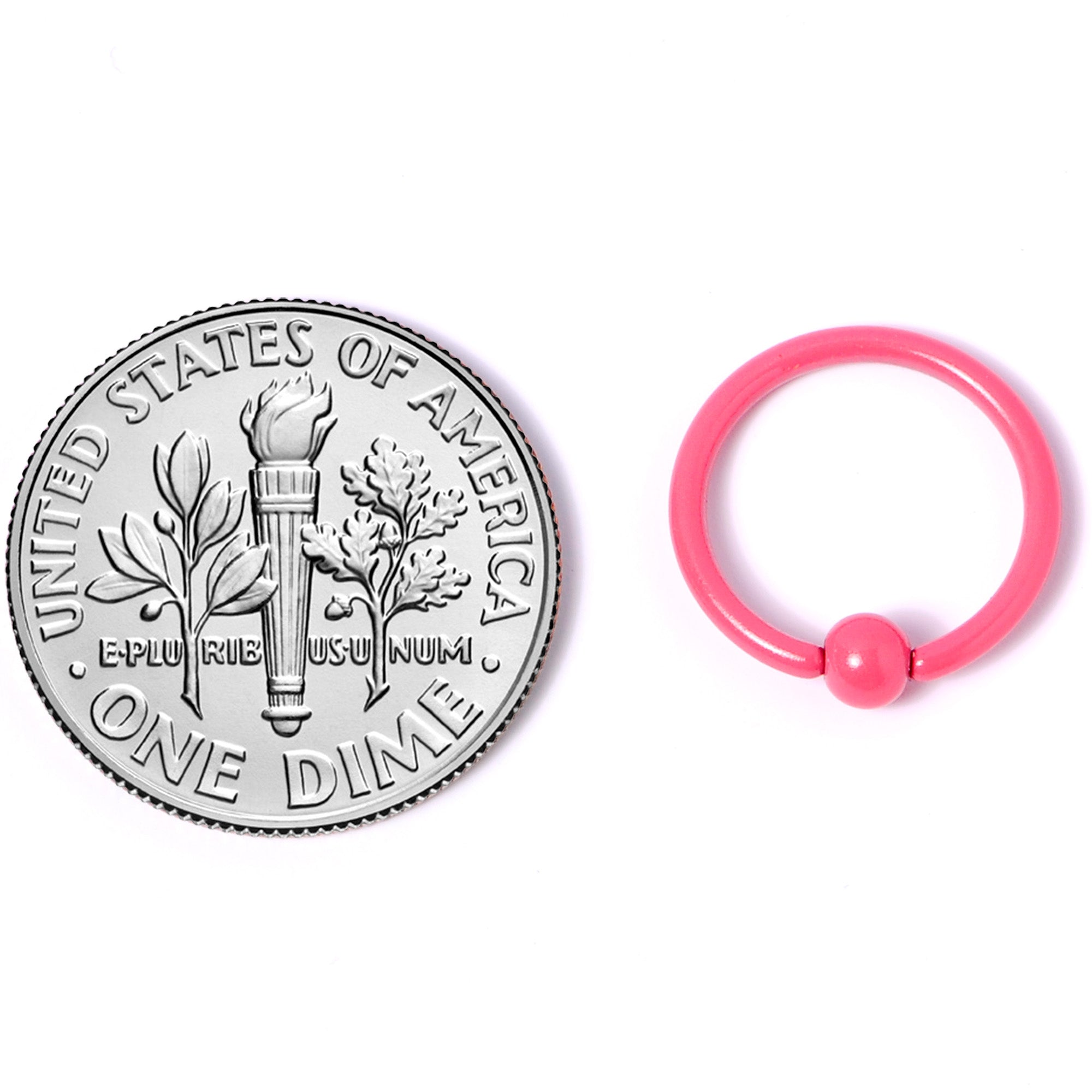 16G 3/8 Pink Glow in the Dark BCR Captive Ring Set of 2