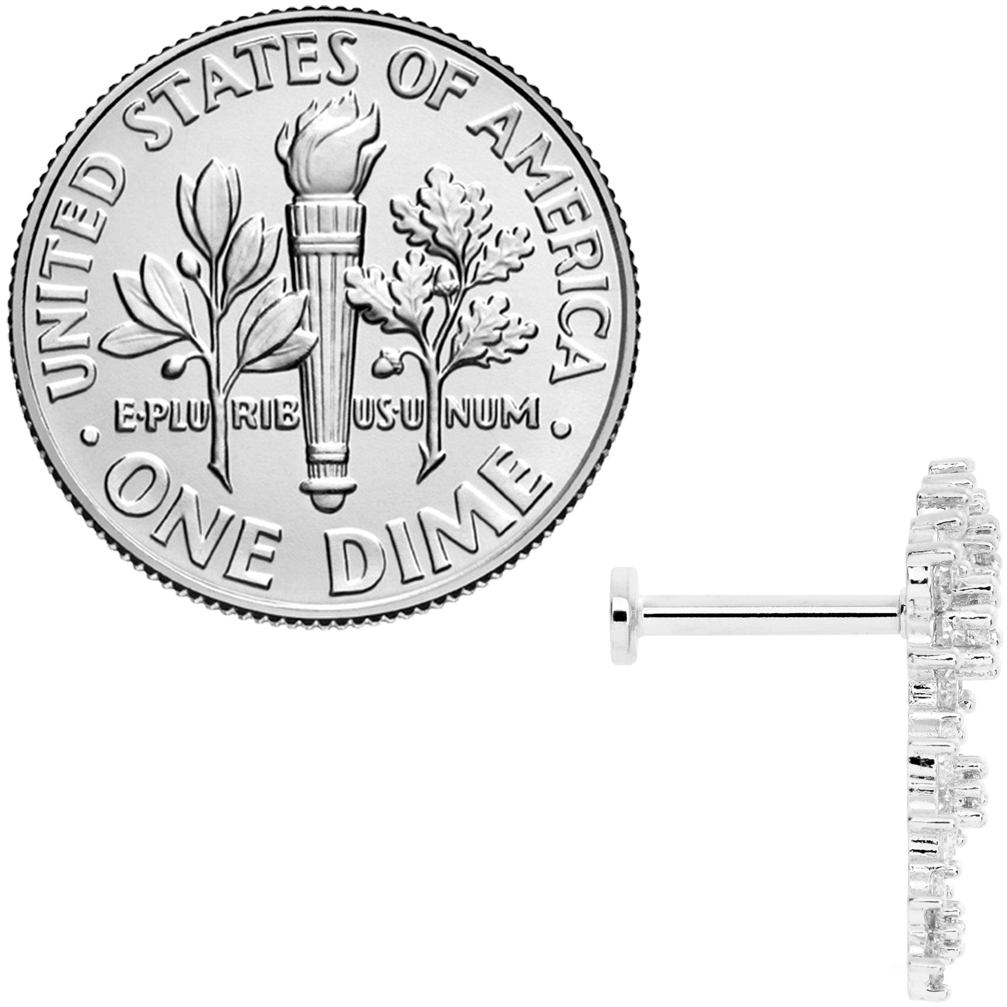 16G 5/16 Clear CZ Gem Floral Internal Thread Labret