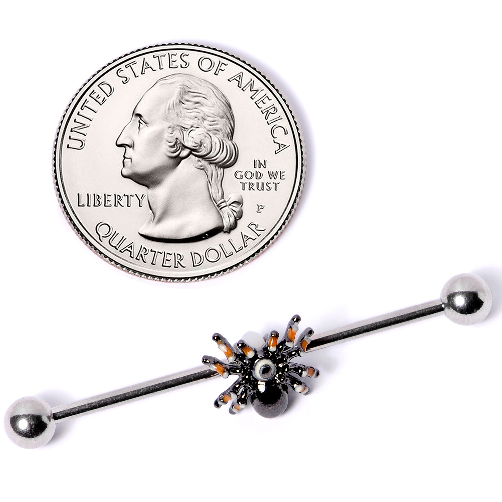 14G Tarantula Spider Halloween Industrial Barbell 38mm