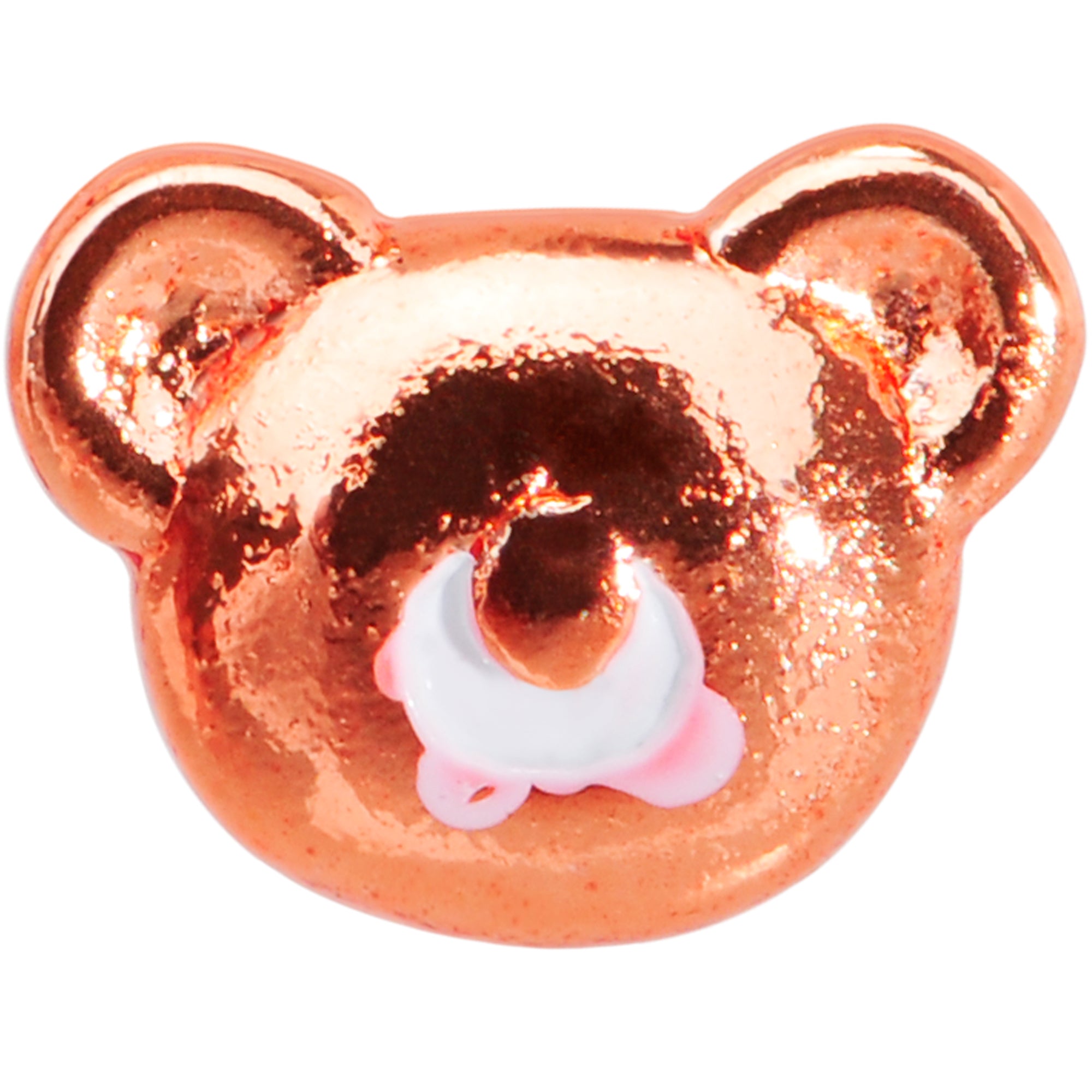 18G 5/16 Rose Gold Tone Tiny Teddy Bear L Shaped Nose Ring