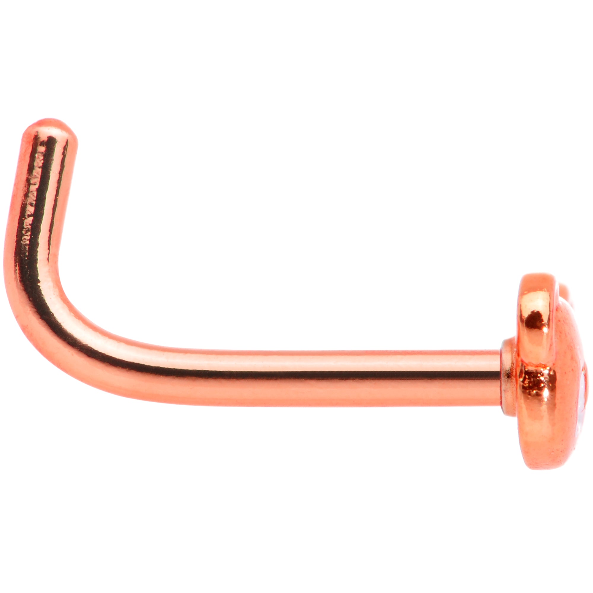 18G 5/16 Rose Gold Tone Tiny Teddy Bear L Shaped Nose Ring