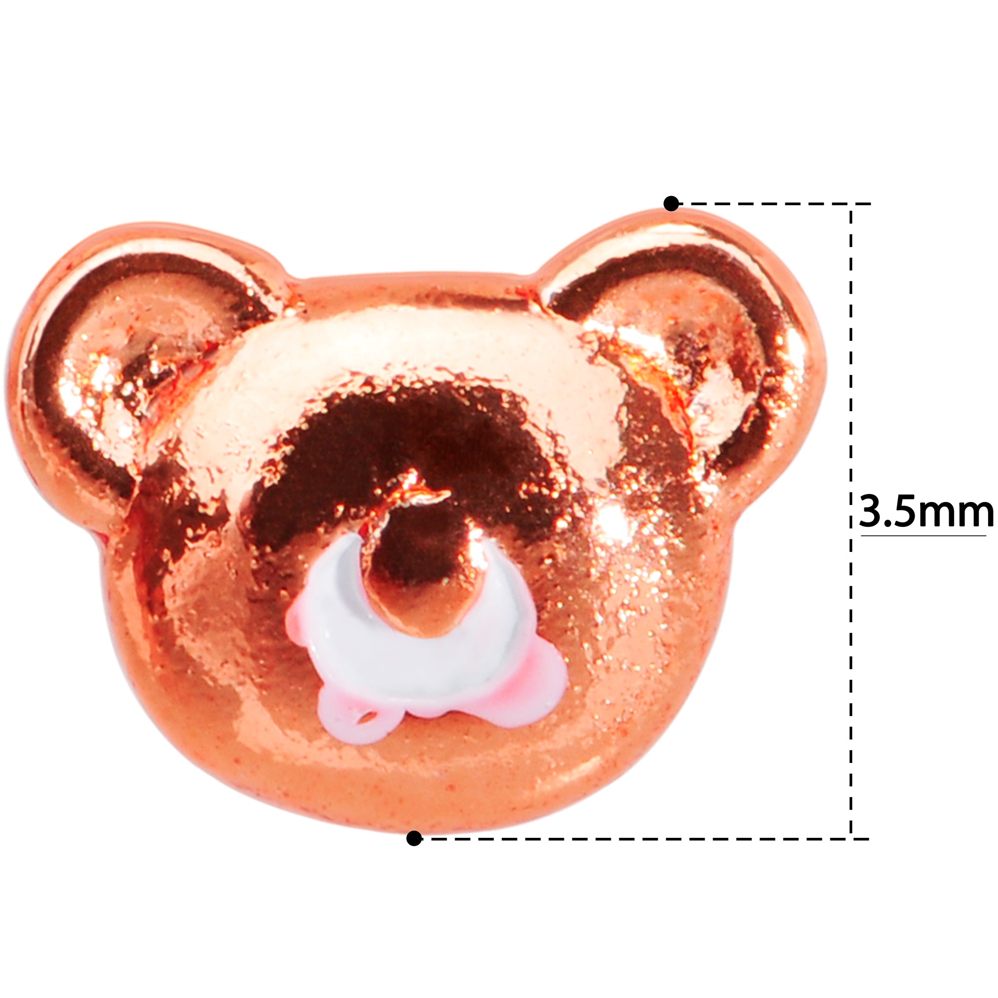 18G 5/16 Rose Gold Tone Tiny Teddy Bear L Shaped Nose Ring
