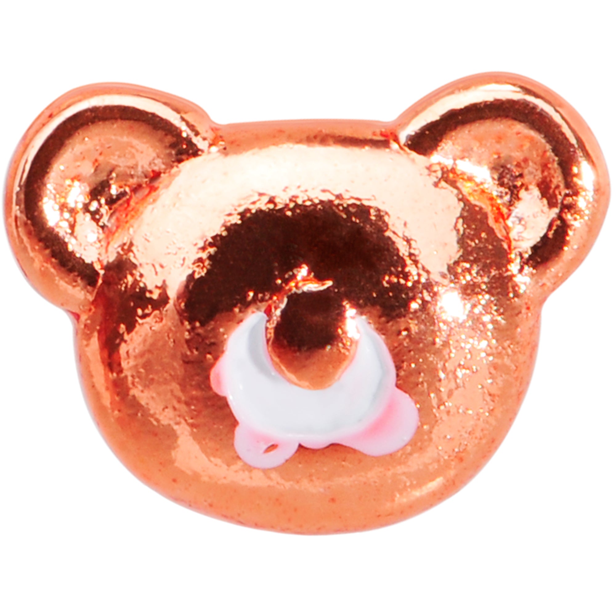 22G 5/16 Rose Gold Tone Tiny Teddy Bear L Shaped Nose Ring