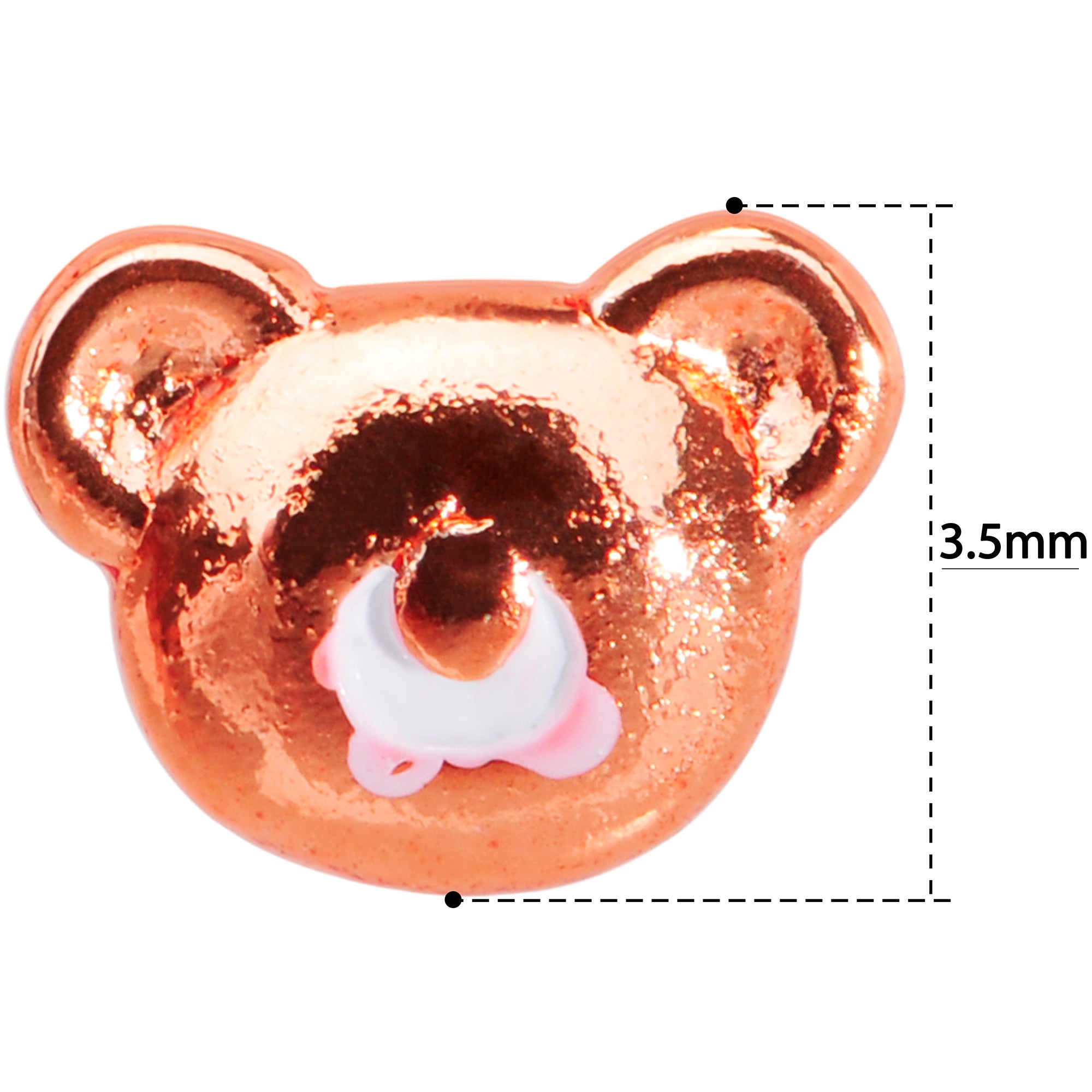 22G 5/16 Rose Gold Tone Tiny Teddy Bear L Shaped Nose Ring