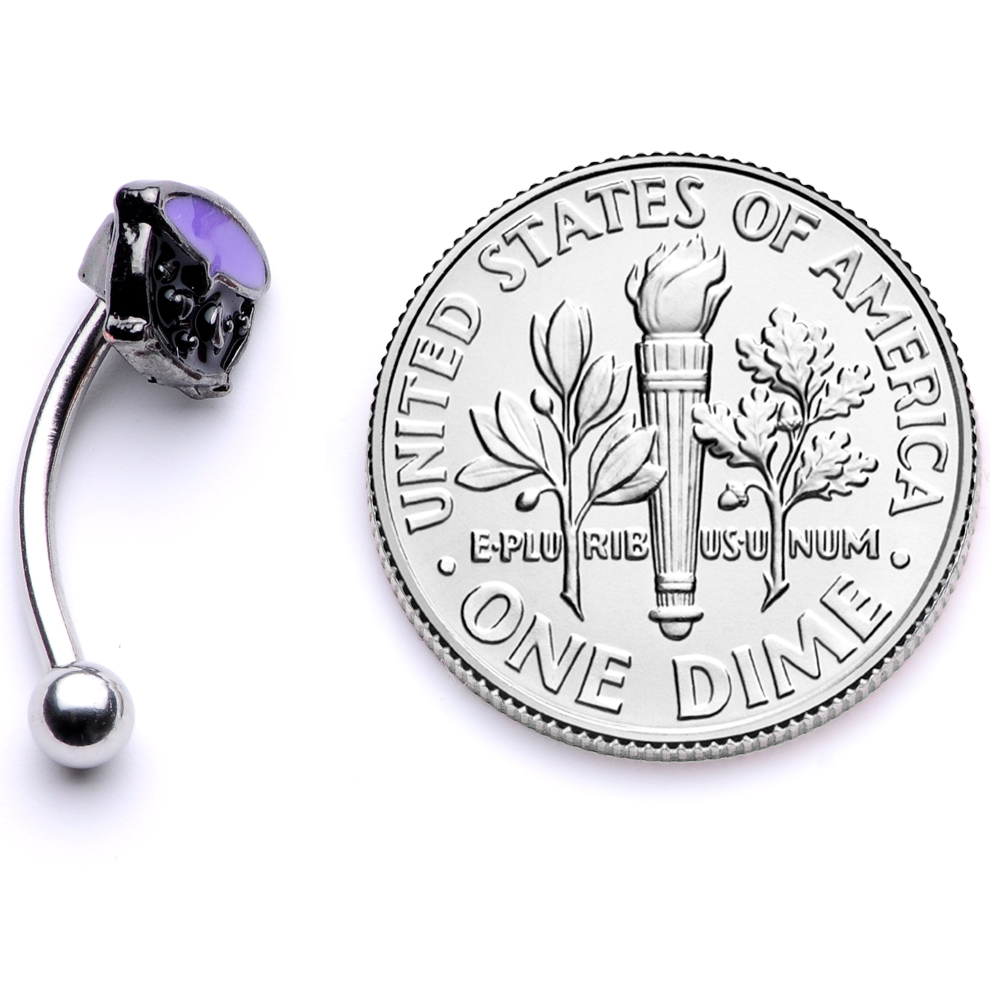 16G 5/16 Black Purple Cauldron Halloween Curved Eyebrow Ring