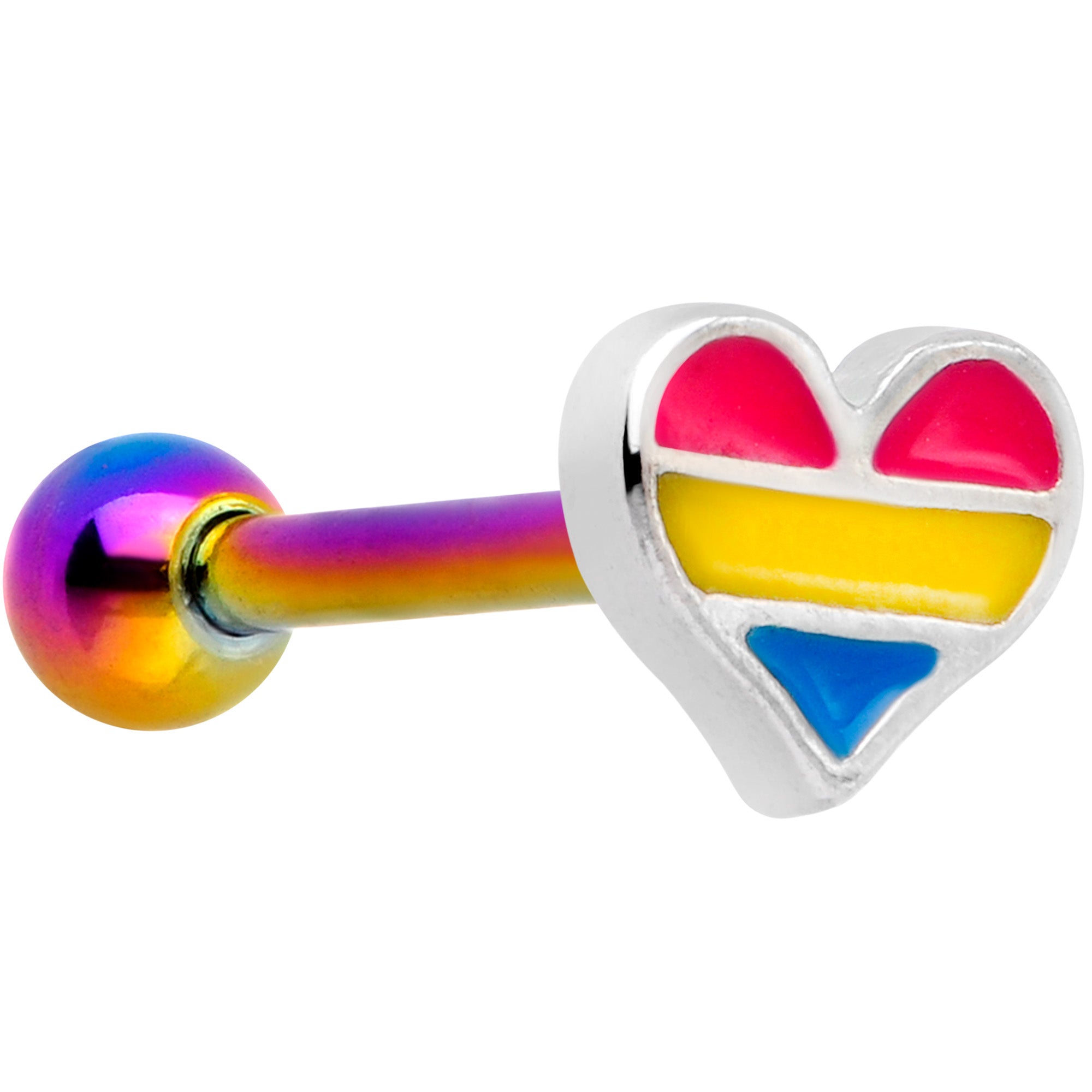 16G 5/16 Pink Blue Rainbow Pansexual Pride Heart Cartilage Tragus