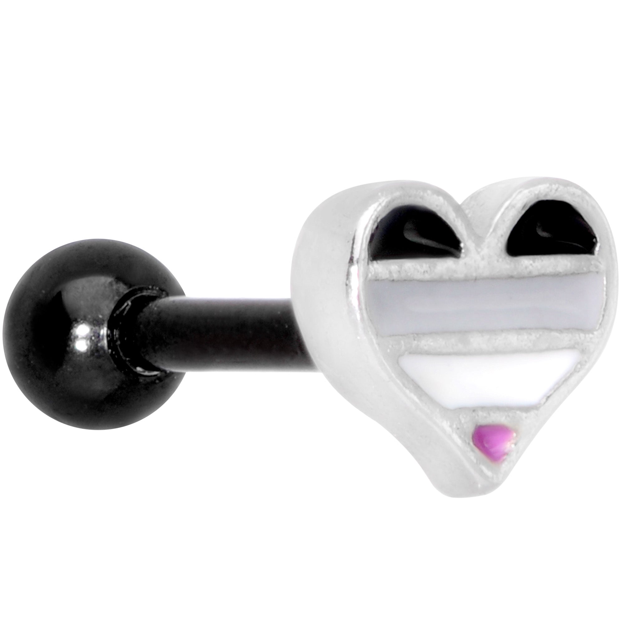 16G 1/4 Black Grey Purple Asexual Pride Heart Cartilage Tragus