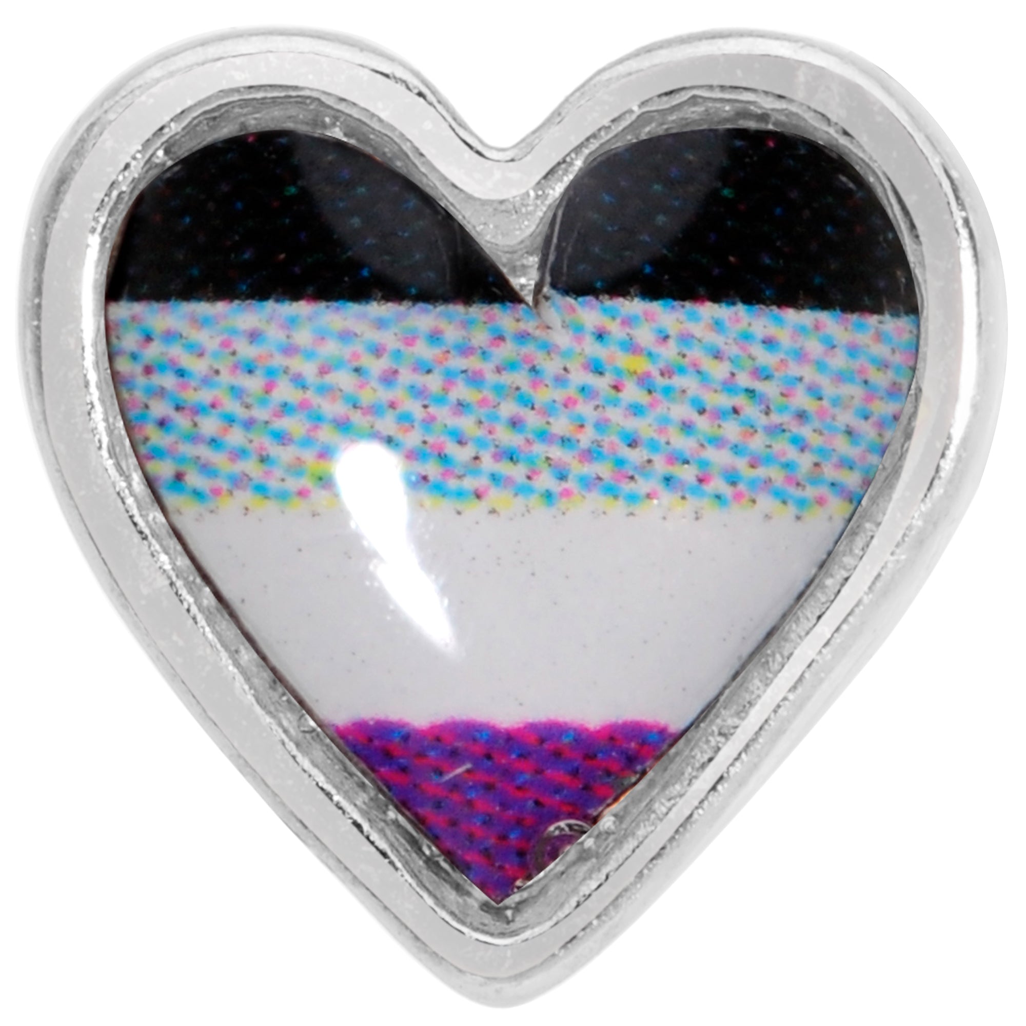 20G 5/16 Black Grey Purple Asexual Pride Heart L Shaped Nose Ring