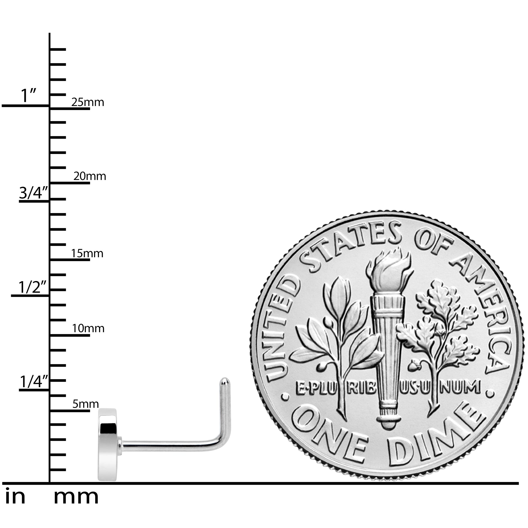 20G 5/16 Black Grey Purple Asexual Pride Heart L Shaped Nose Ring