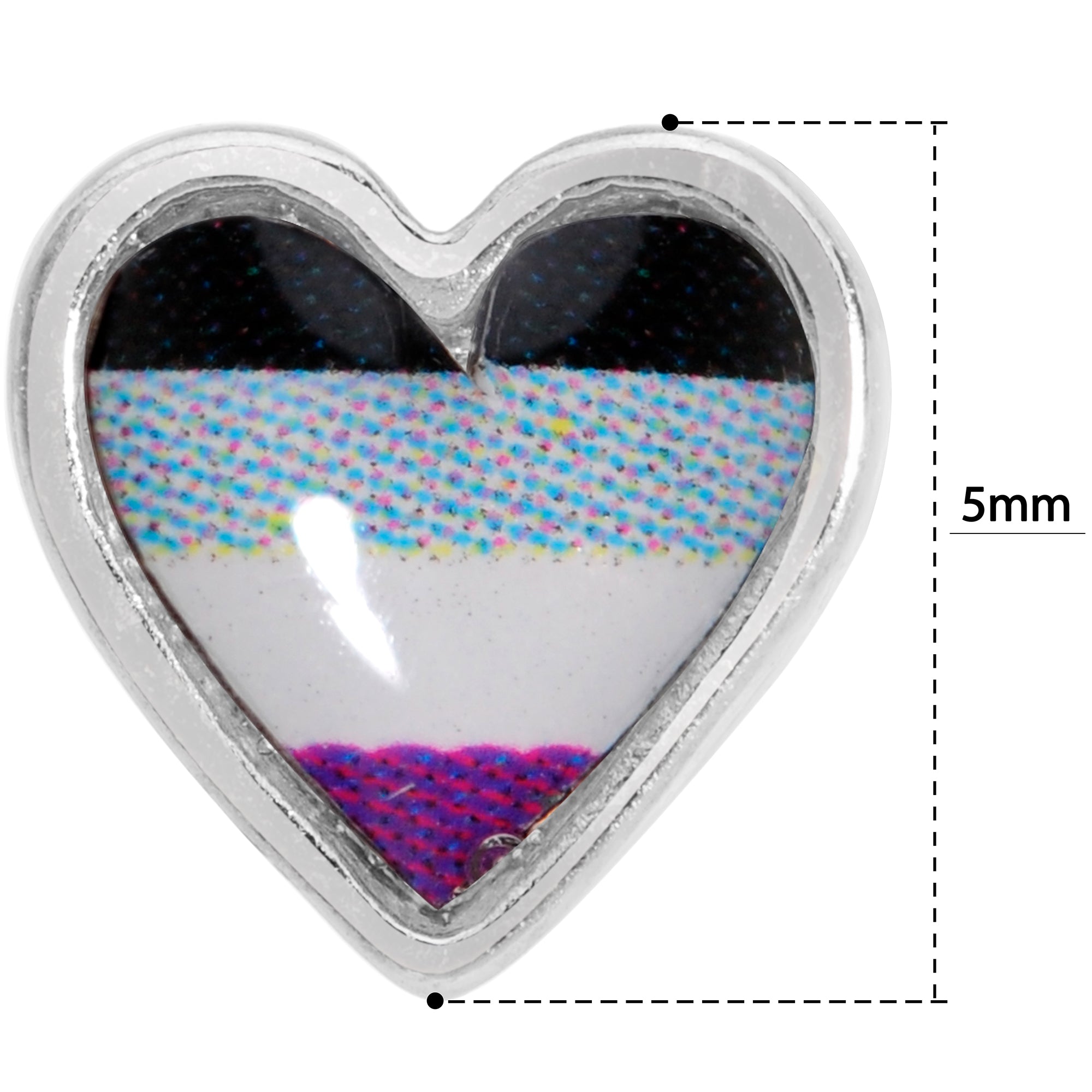 20G 5/16 Black Grey Purple Asexual Pride Heart L Shaped Nose Ring