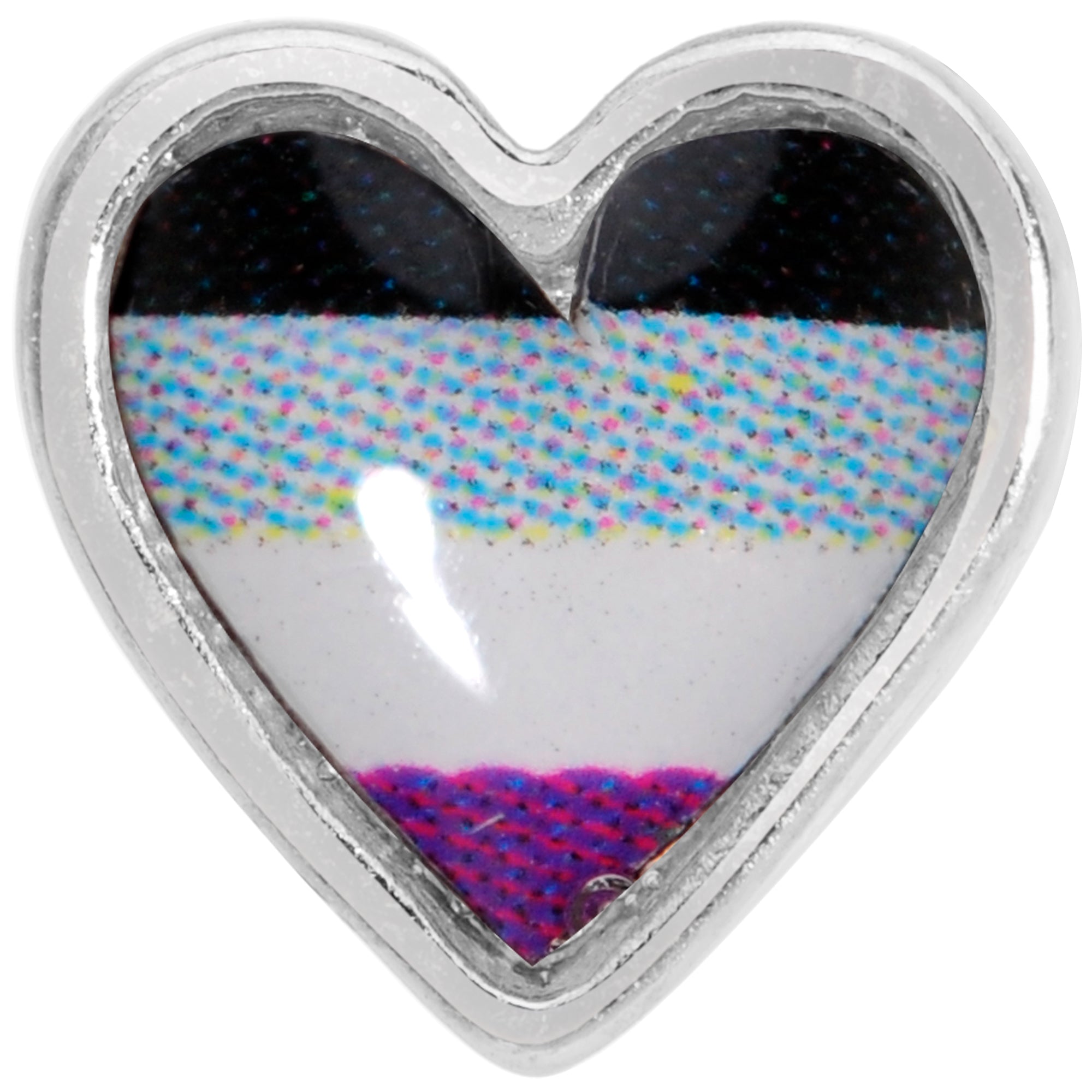 20G 3/8 Black Grey Purple Asexual Pride Heart Nose Bone