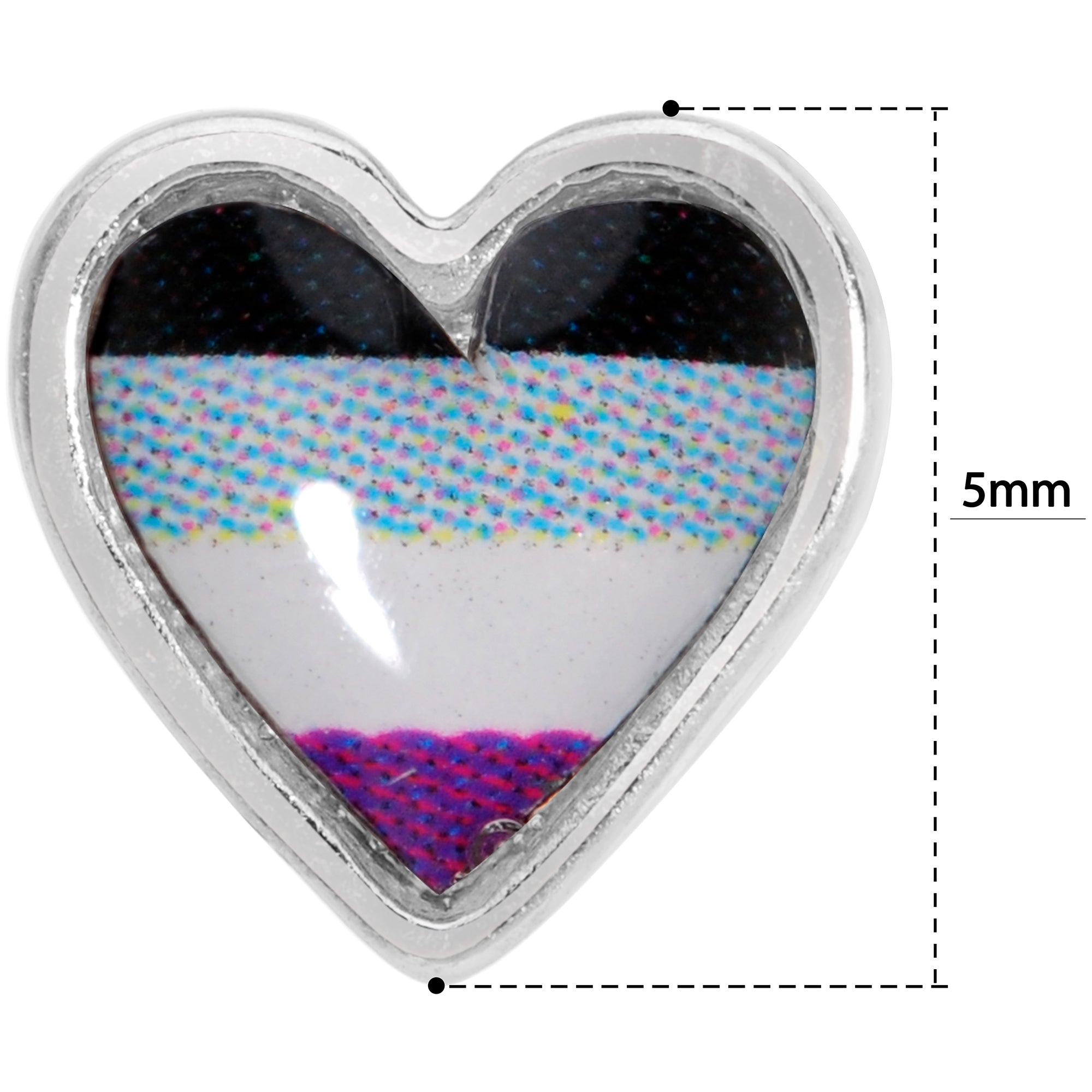 20G 3/8 Black Grey Purple Asexual Pride Heart Nose Bone