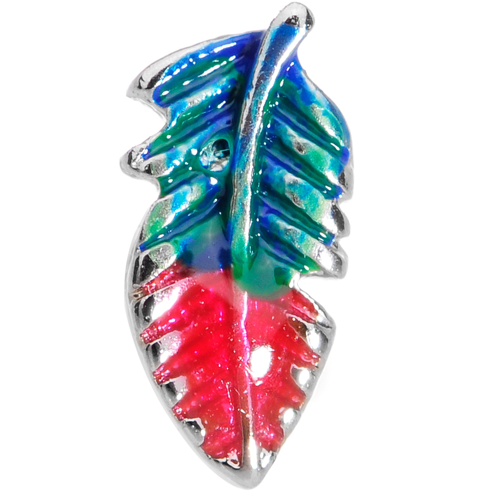 20G 5/16 Blue Green Red Feather Nose Bone