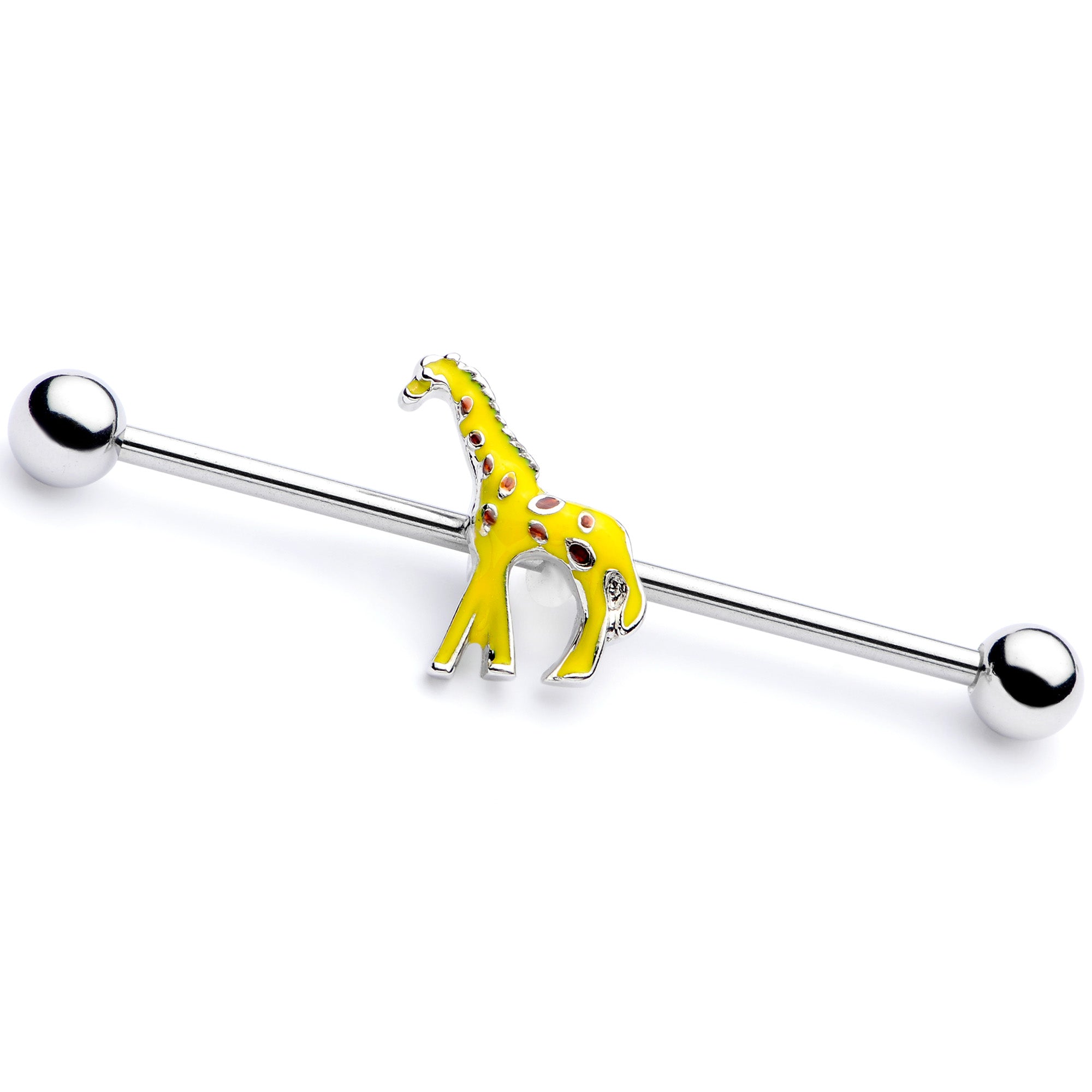 14G Yellow Brown Giraffe Industrial Barbell 38mm