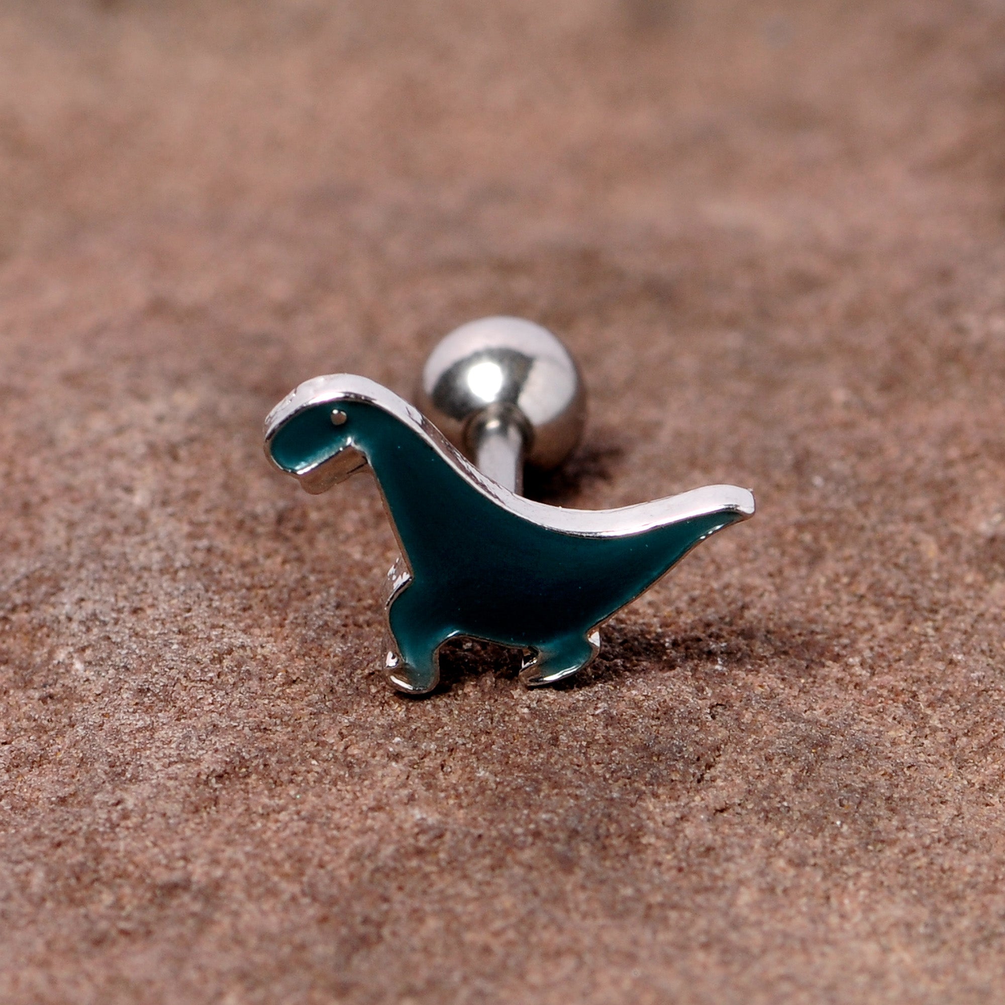 16G 1/4 Darling Green Dinosaur Cartilage Tragus Earring